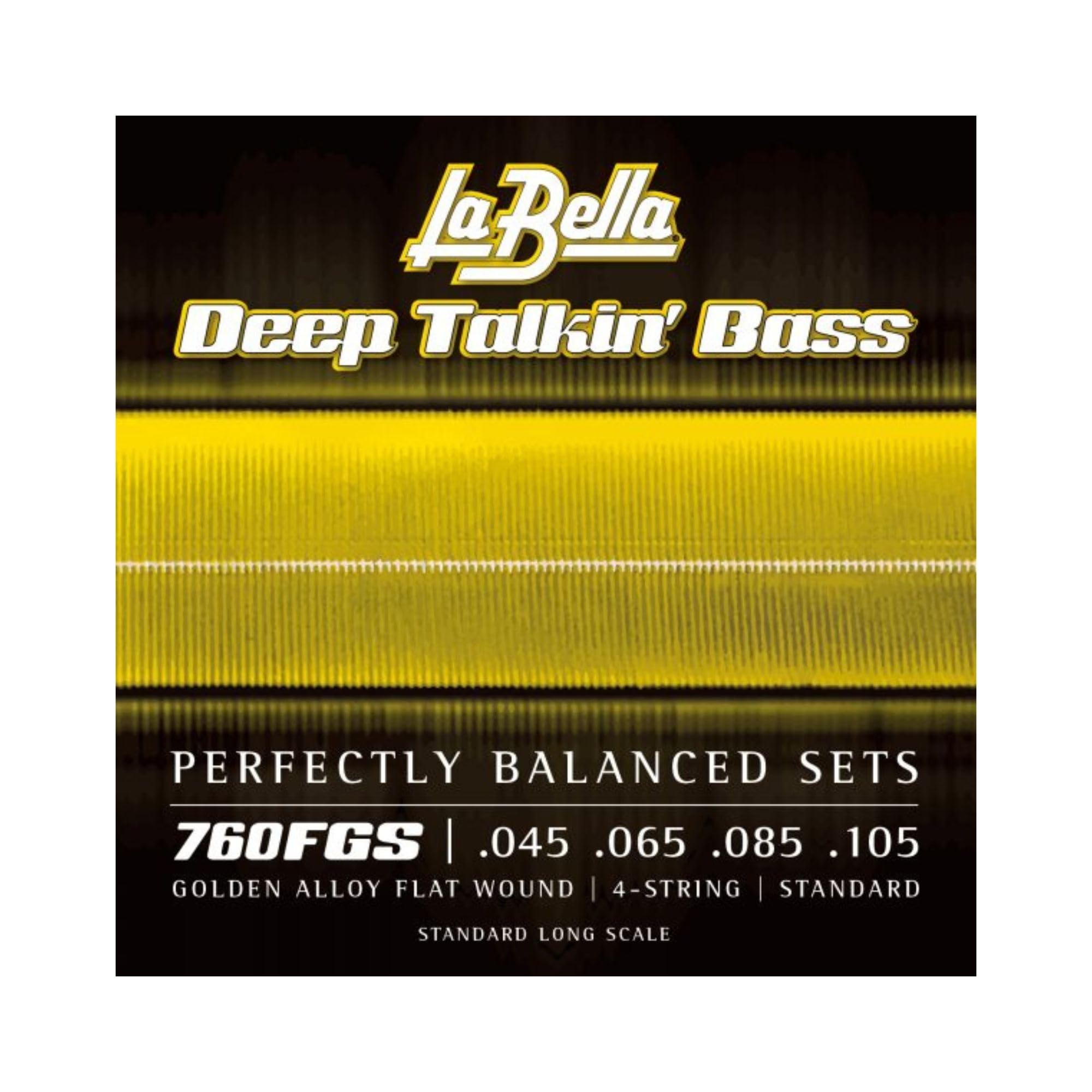 La Bella 760Fgs Deep Talkin' Bass Golden Alloy Flat Wound 4- String Standard Long Scale 45-105