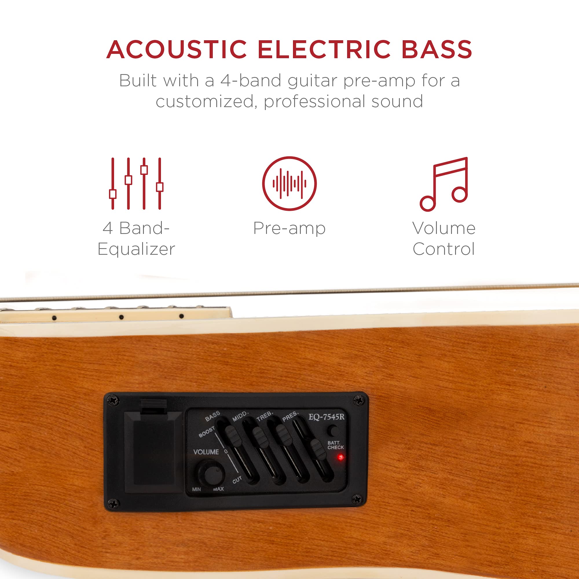 Best Choice Products Acoustic Electric Bass Guitar - Full Size, 4 String, Fretted Bass Guitar - Natural