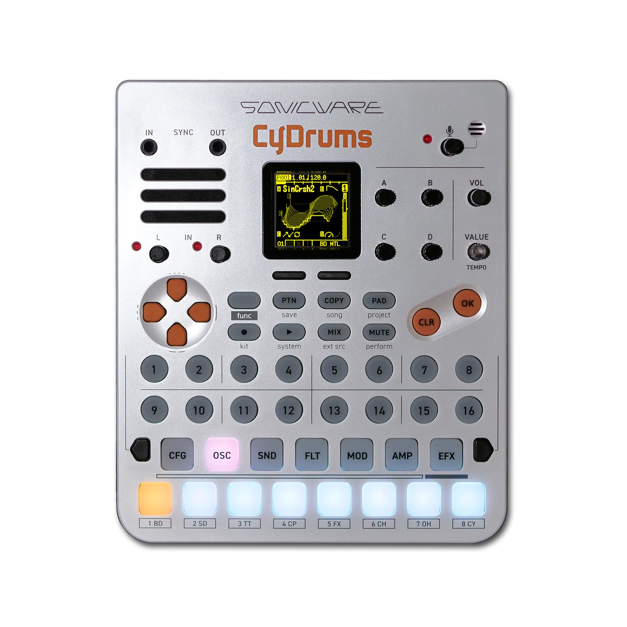 Sonicware CyDrums [Expressive Drum Synthesizer] Neo-Hyperactive Drum Machine, Wavetable x Velocity & Pressure Modulation, Waveta