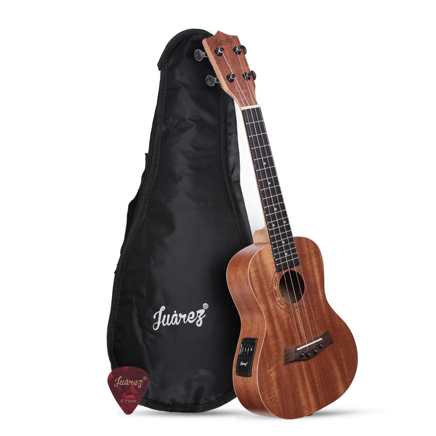 Juarez 23 Soprano Ukulele Kit With Eq Pick-Up Uk-2000, Solid Mahogany Body, Aquila Strings, Rosewood Fretboard & Bridge, Black D