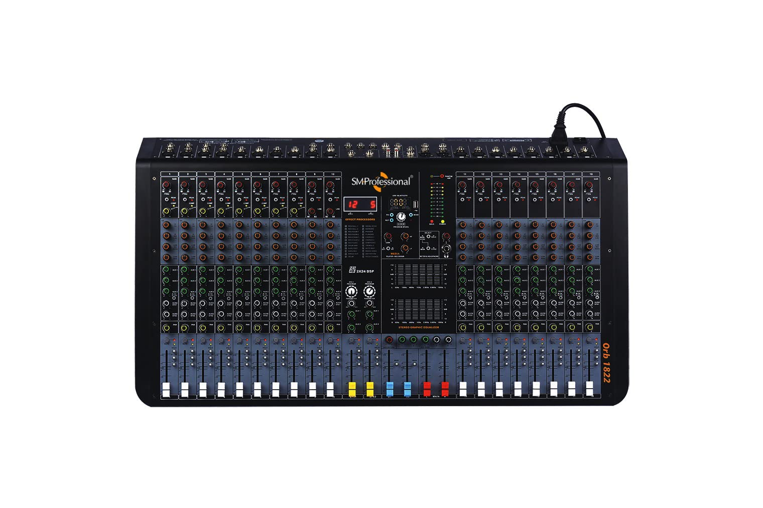 Orb -1822 Studiomaster 18 Mic / 20 Line Channel Dj Mixer With One Knob Compression, Dsp-Based Dual Multi-Efx Processor, Built-In