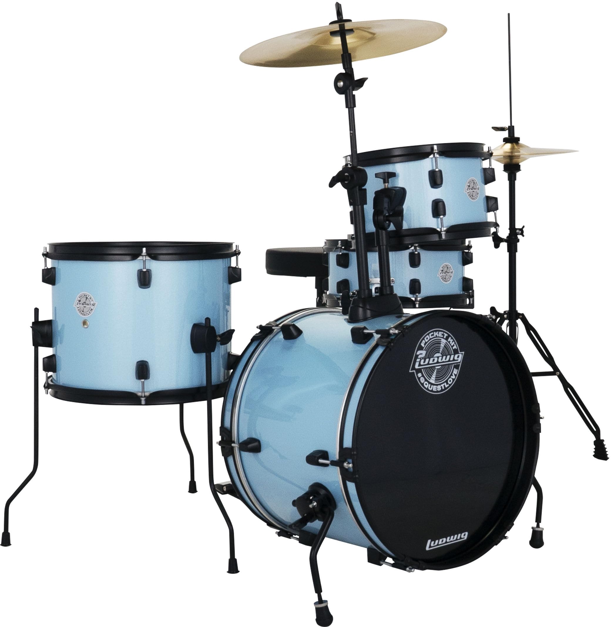 Ludwig Questlove Pocket Kit 4-piece Drum Set - Crystal Blue Sparkle