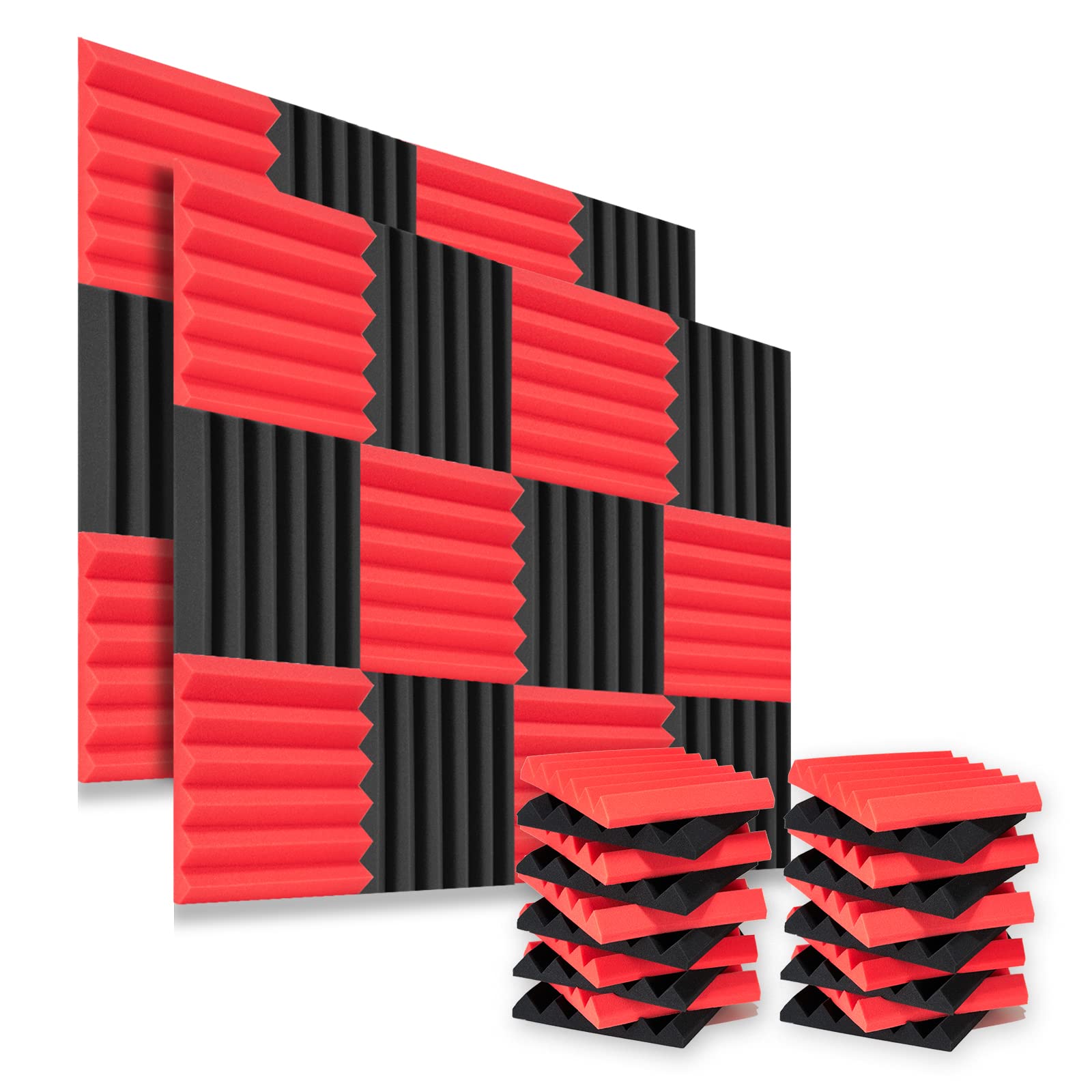 Acoustic Foam Panels, Recording Studio Acoustical Treatments Foam Panels - 2 Inch Thick 12X12 (24 Pack)| Sound Observing Soundpr
