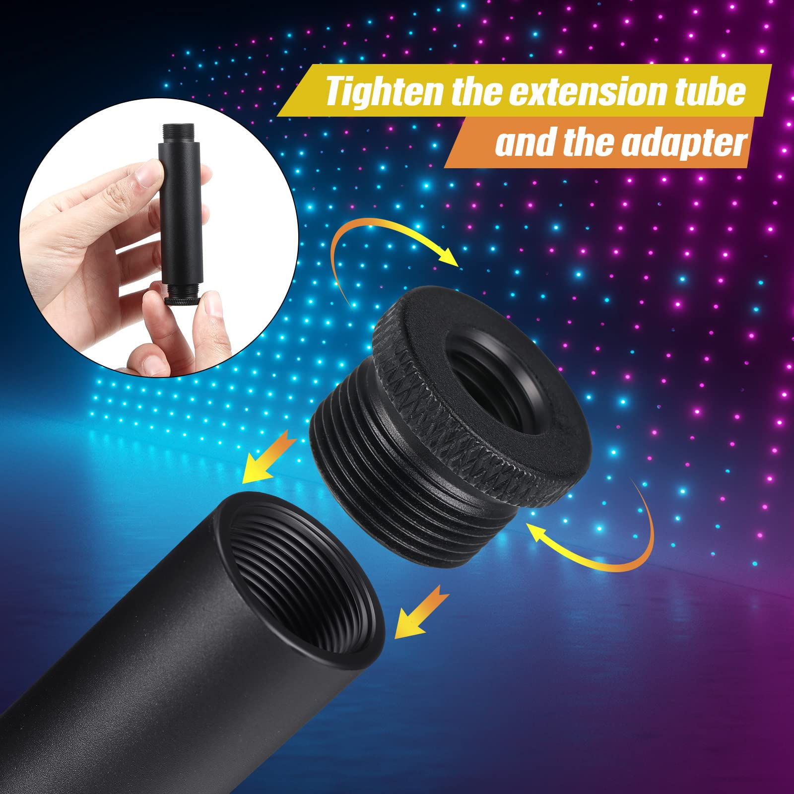 Mic Stand Extension Tube 4 Pieces 5/8 Inch Microphone Extension Pipe Aluminium Alloy Stand Extenders Screw Boom Tubes Microphone