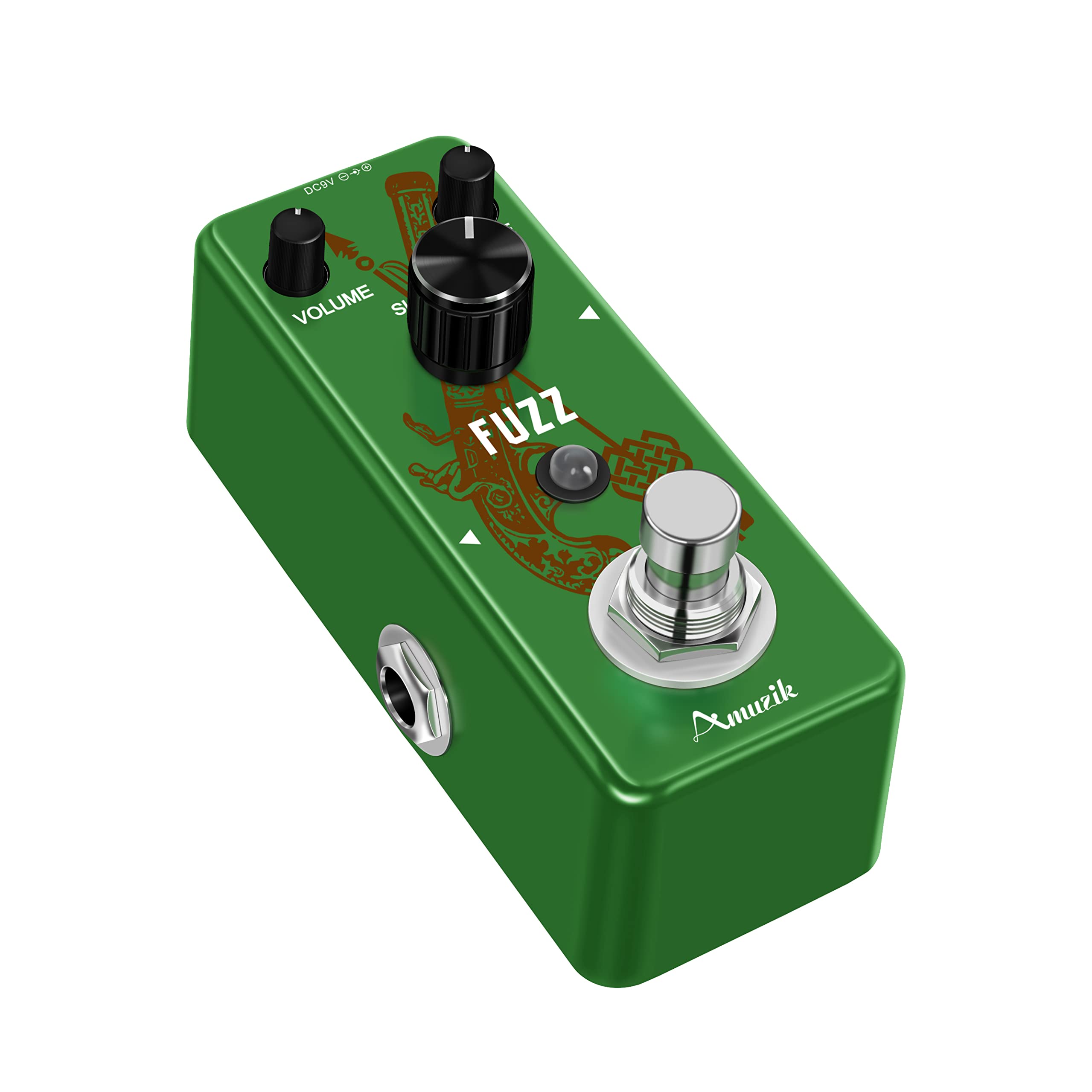 Amuzik Fuzz Pedal - Analog Fuzz Distortion Effects Pedal for Electric Guitar - True Bypass, Mini Size