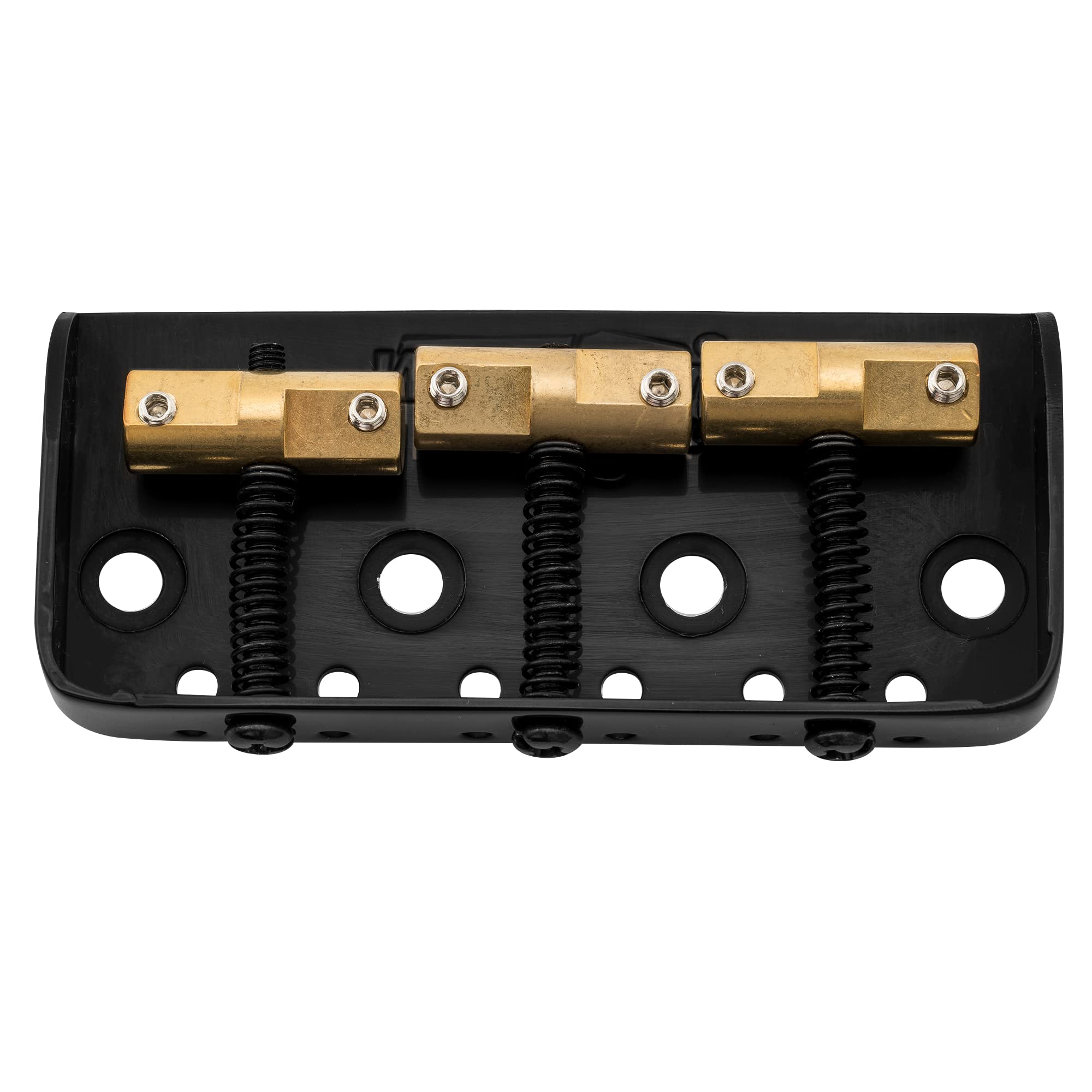 Wilkinson Wtbs Short Telecaster Bridge Brass Compensated 3-Saddles For Humbucker Tele Style Or Vintage Electric Guitar, Black