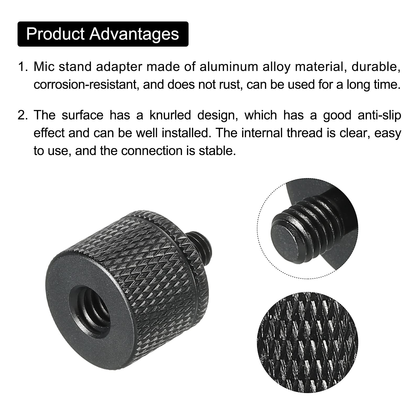 MECCANIXITY Mic Stand Adapter 1/4 Female to M5 Male Camera Screw Thread Adapter for Microphone Tripod Stand Black