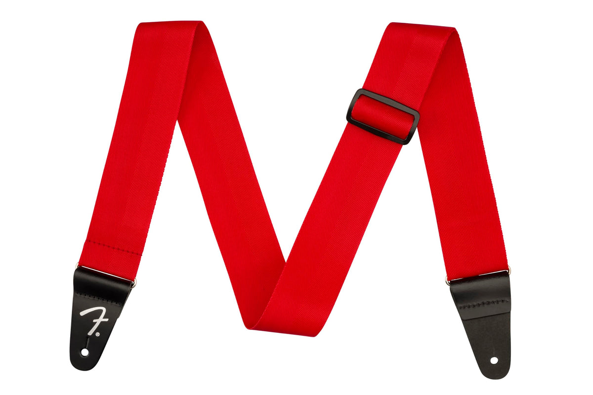 Fender Polypropylene Guitar Strap, Guitar Accessories, Leather Ends, Red