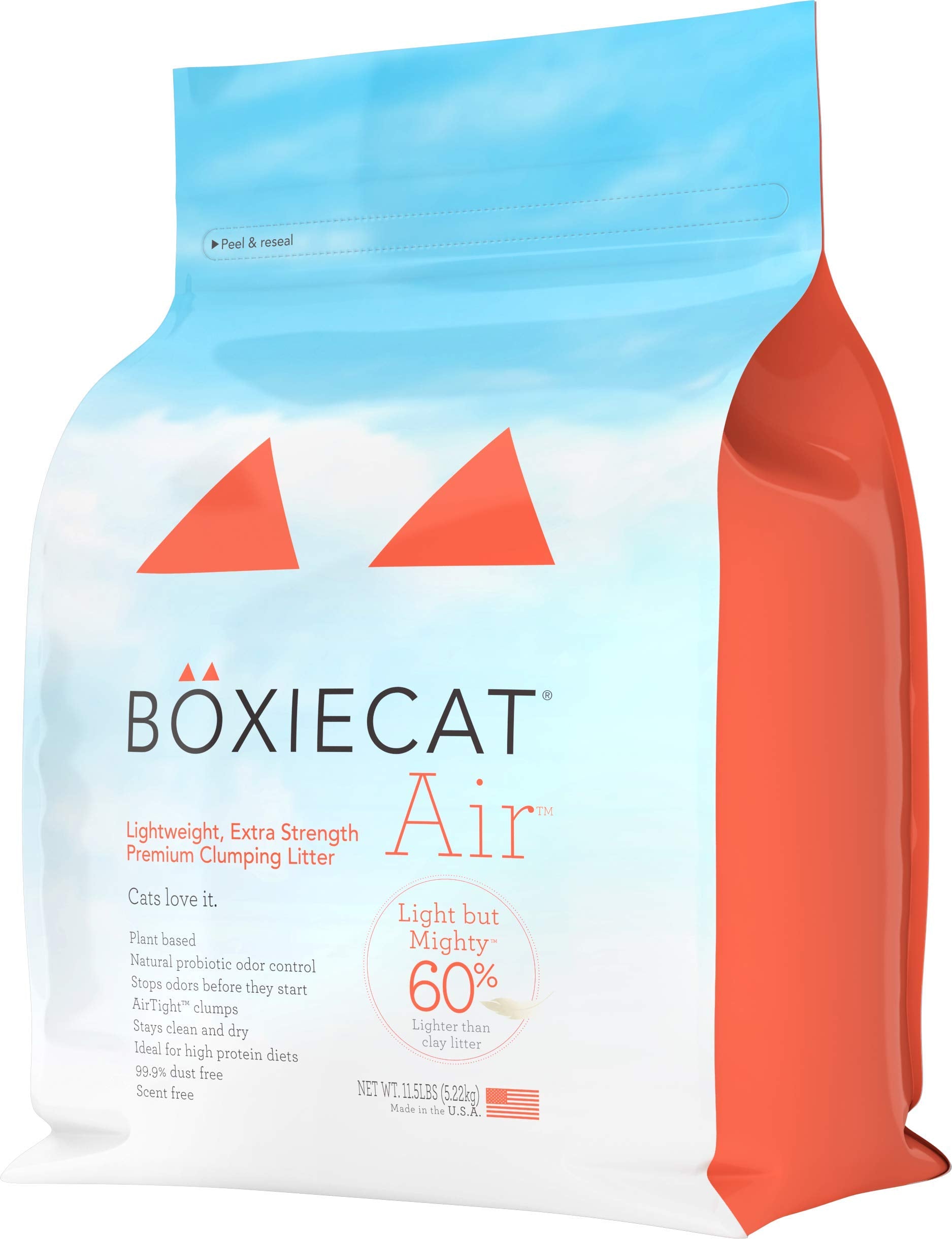 Boxiecat Air Lightweight, Extra Strength Premium Hard Clumping Cat Litter - Plant-Based Formula - Scent Free Multicat - Ultra Cl