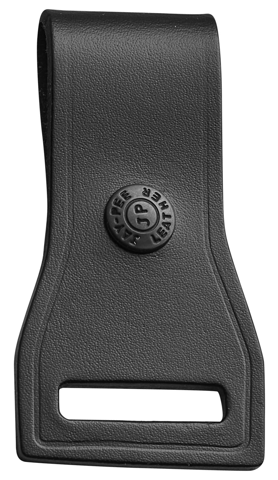 JAY-PEE Two-Way Radio Microphone Holder Epaulet Shoulder Leather Mic Clip Slot for First Responder Uniforms. Black Snap