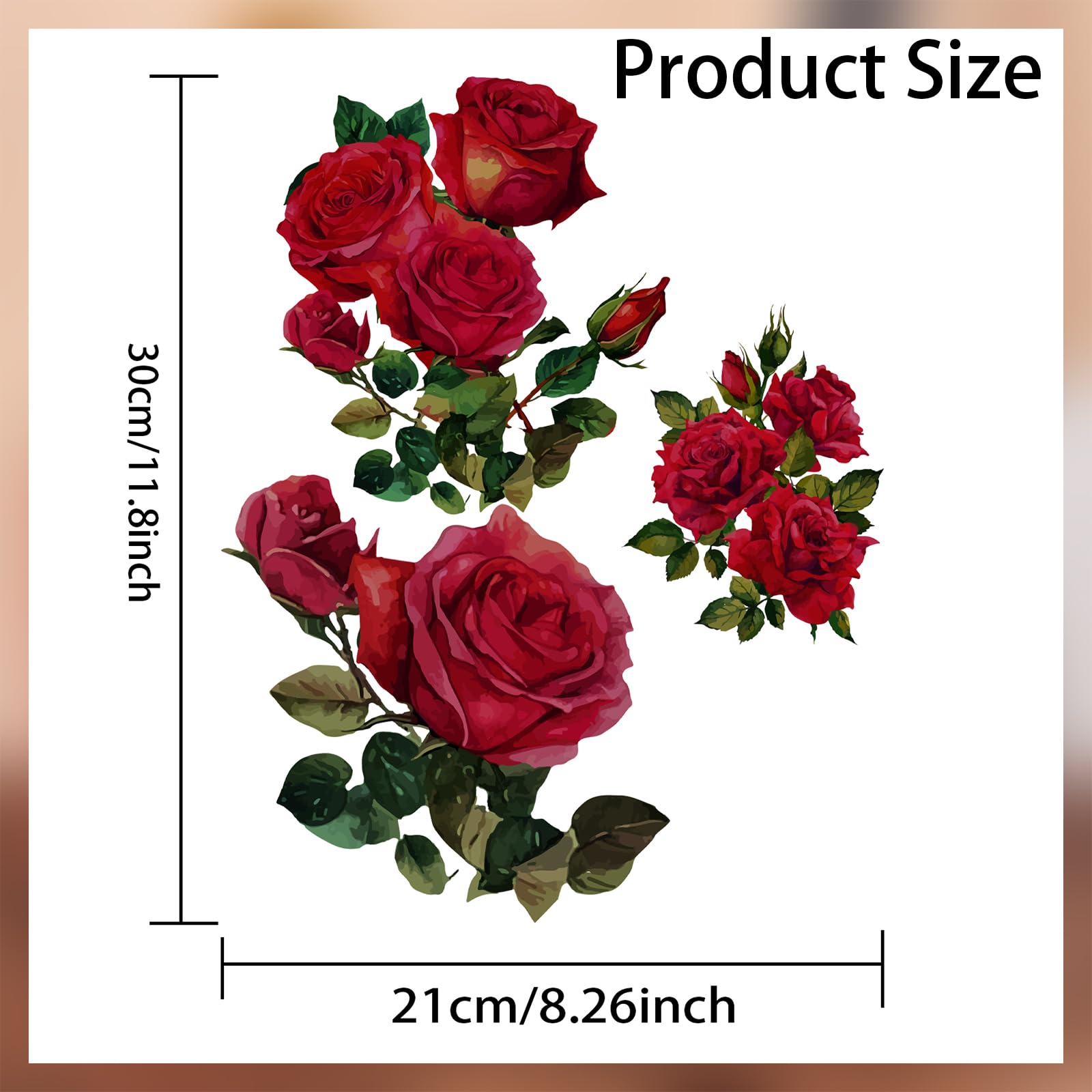 PLIGREAT 2 Pack Red Rose Guitar Headstock Guard Board Stickers Removable Guitar Decals DIY Gifts for Guitarist Bass Player Bands