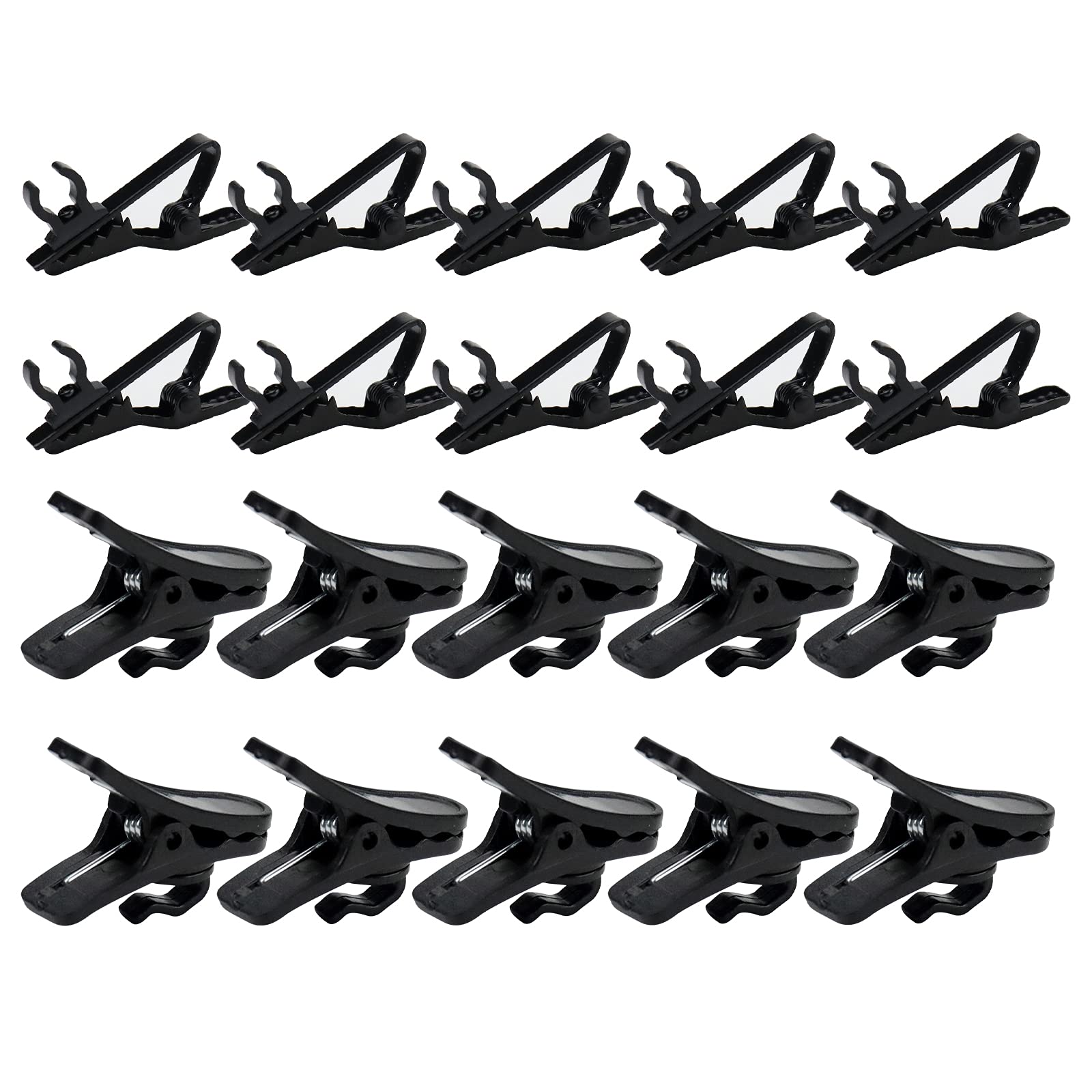 Lapel Mic Clip on Shirt Microphone Metal Tie and Plastic Wire Clips for Recording Video (20 Pcs)