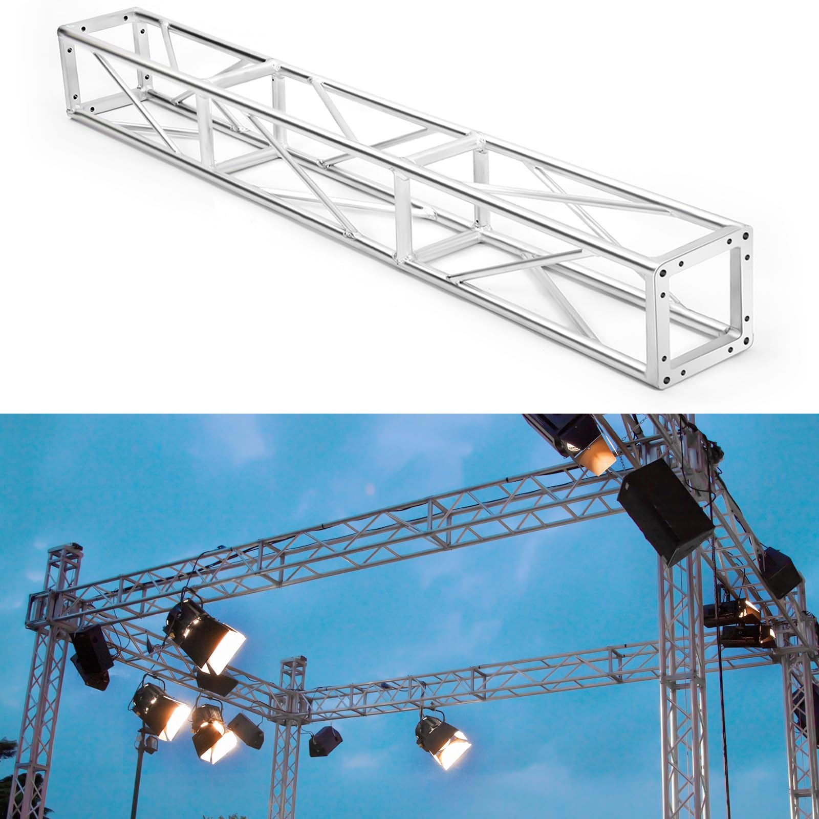 Tandefio Square 8 x 8 Box Truss Silver Trussing Aluminum Lighting Stage Truss with Hardware, 500 Pounds Load Capacity (1.5 Meter