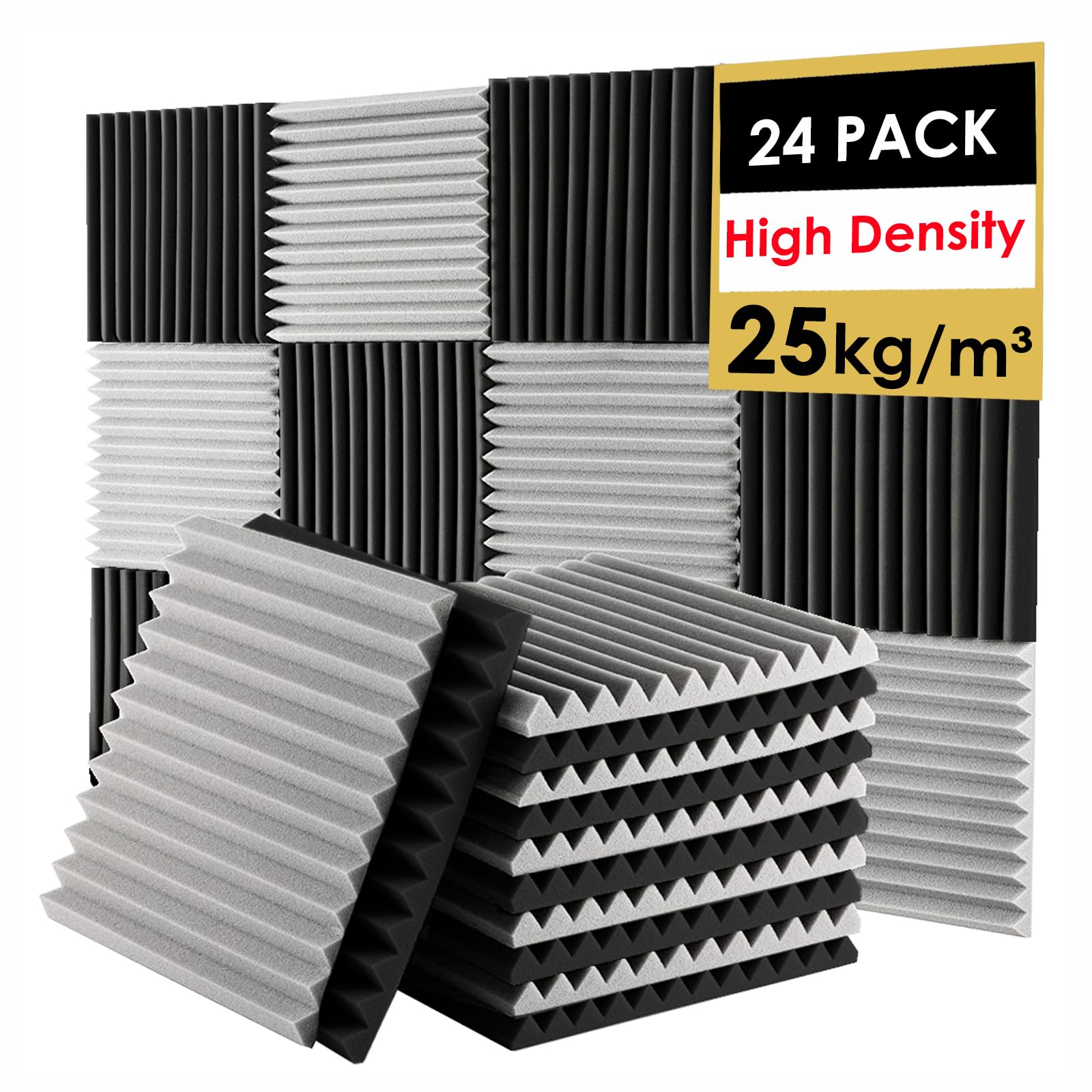 Foneso Acoustic Panels, High Density Soundproof Foam Panels For Walls, Sound Absorbing Panels, Acoustic Foam Panels Fire Resista