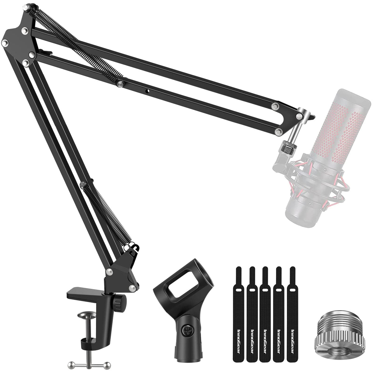 Innogear Microphone Arm, Upgraded Mic Arm Microphone Stand Boom Suspension Stand With 3/8'' To 5/8'' Screw Adapter Clip For Blue