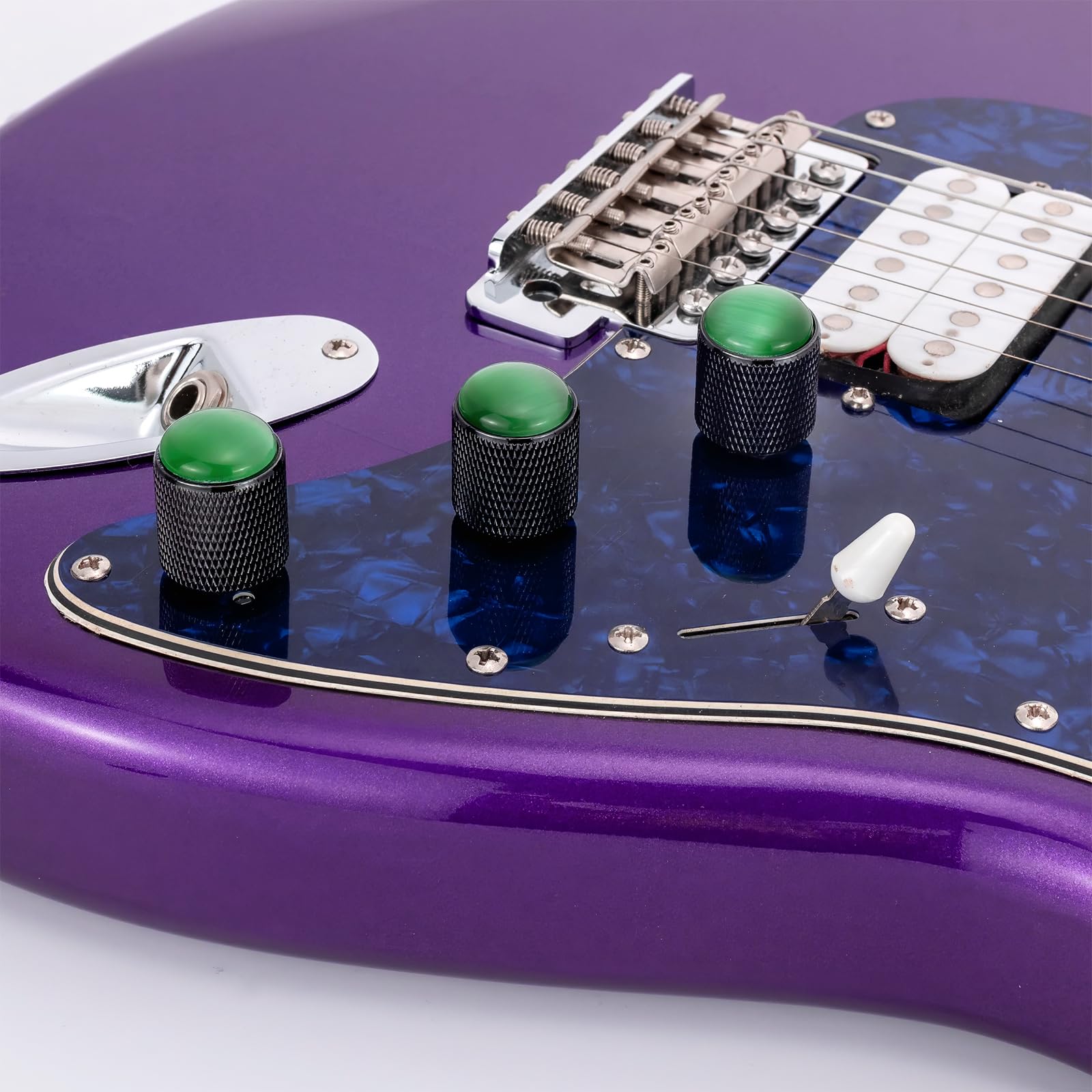 Unxuey 3PCS Black Guitar Control Knobs Volume Tone Control Knobs with Green Dome for 6mm Shaft Pots