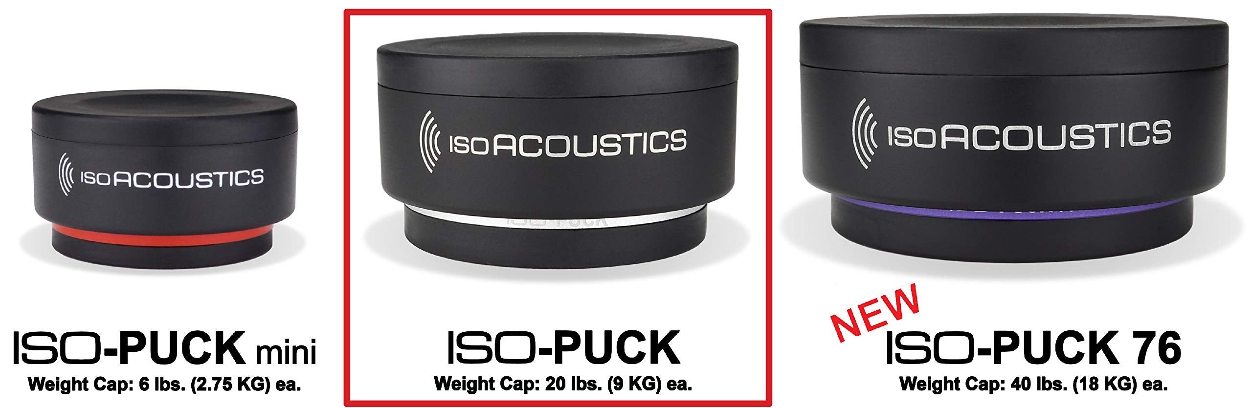 IsoAcoustics Iso-Puck Series Acoustic Isolators (Iso-Puck, 20 lbs max/Unit, 4-Pack)