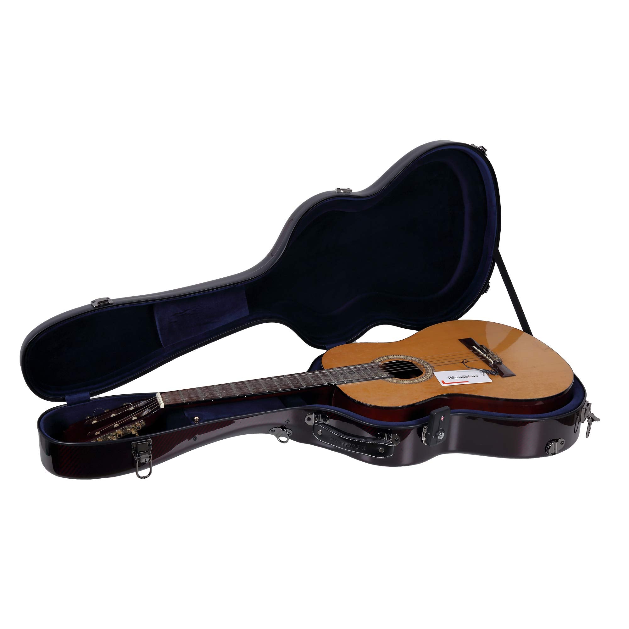 Crossrock Air 4/4 Classical Guitar Flight Case, 100% Carbon Fiber Hard Shell with Backpack and Protective Cover, Red (CRF6020CRD