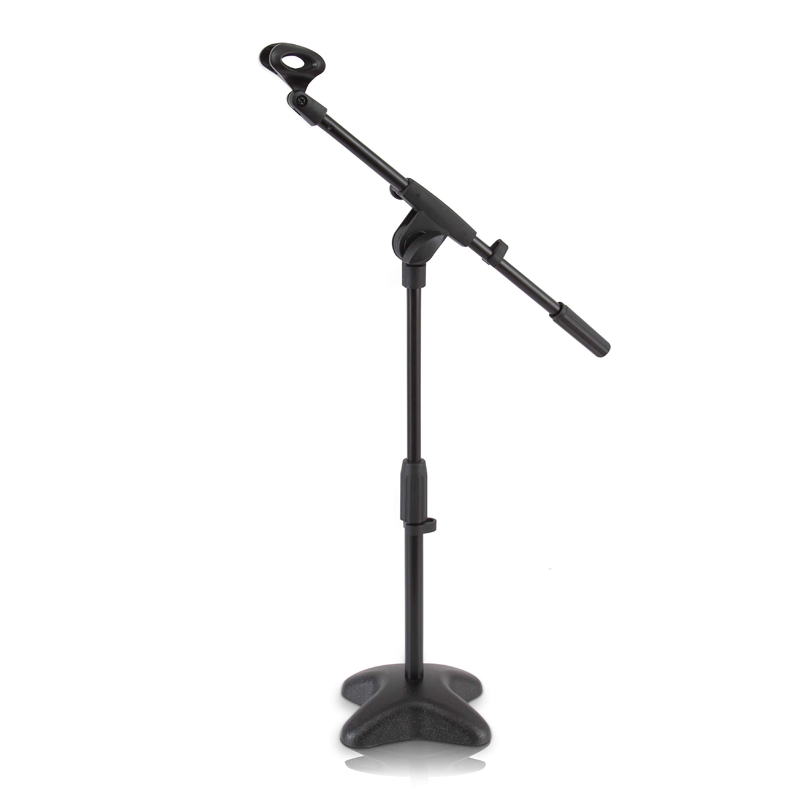Pyle Universal Compact Microphone Stand - Mic Mount Holder Height Adjustment 19.0    to 26.0    Inch and Telescoping Boom Extens