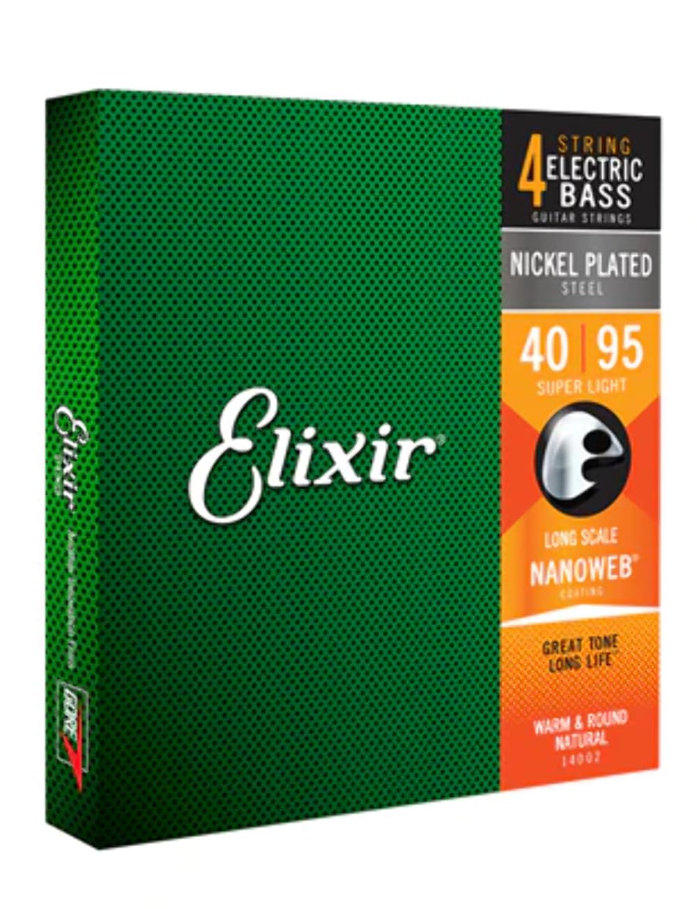 Elixir Strings Nickel Plated Steel 4-String Bass Strings W Nanoweb Coating, Long Scale, Super Light (.040-.095)