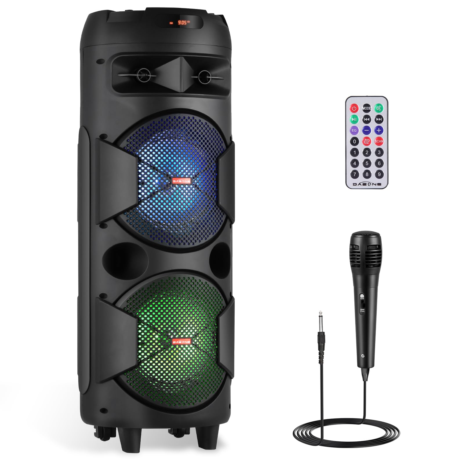 Roxaan Tws Karaoke Pa System Machine Set With Wired Microphone, Wireless Bluetooth Speaker With Remote For Party Events Singing,