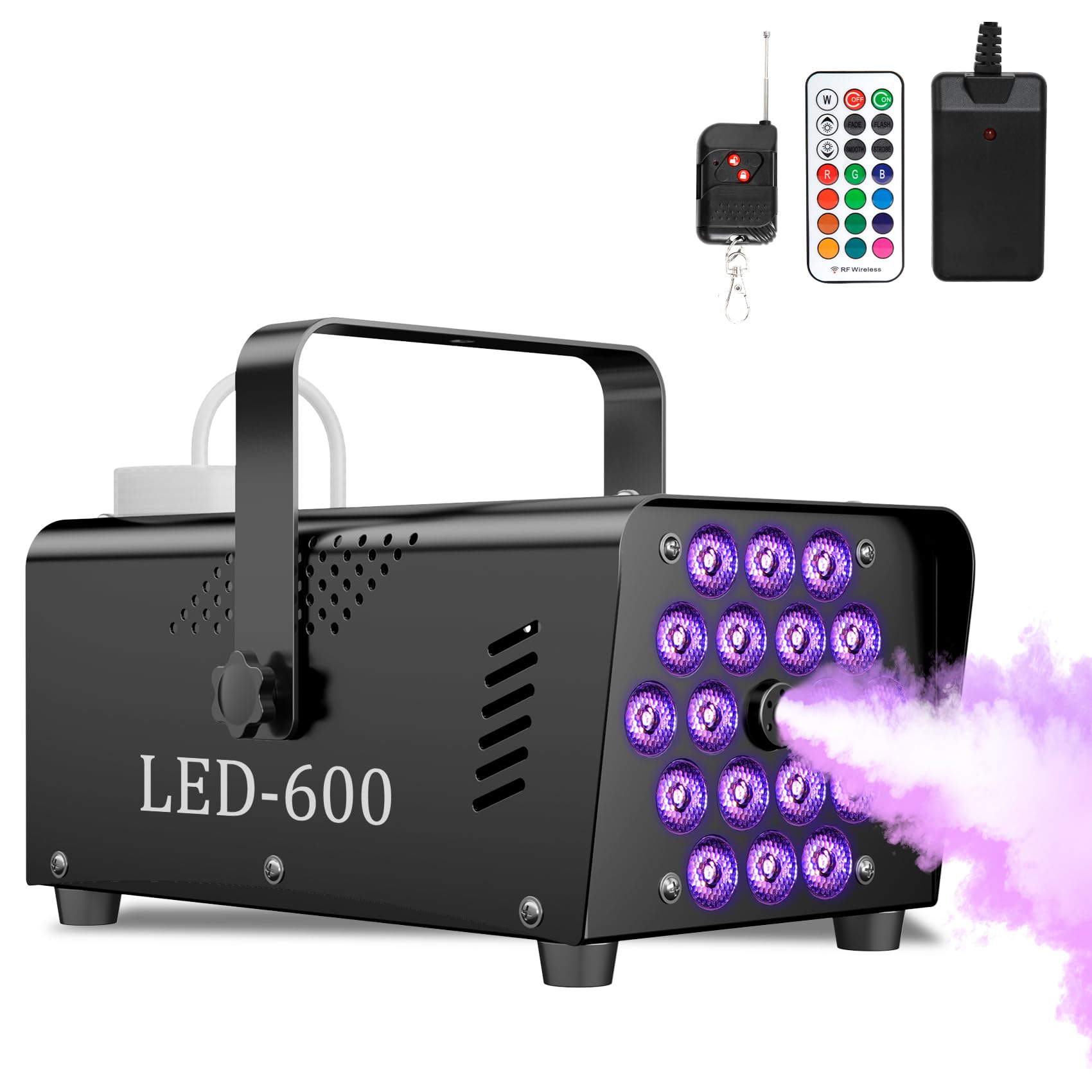 Mlikoeu Fog Machine Smoke Machine, 18 Led Lights With 13 Colors, 600W And 2500Cfm Fog, Wireless&Wired Remote Control, Perfect Fo