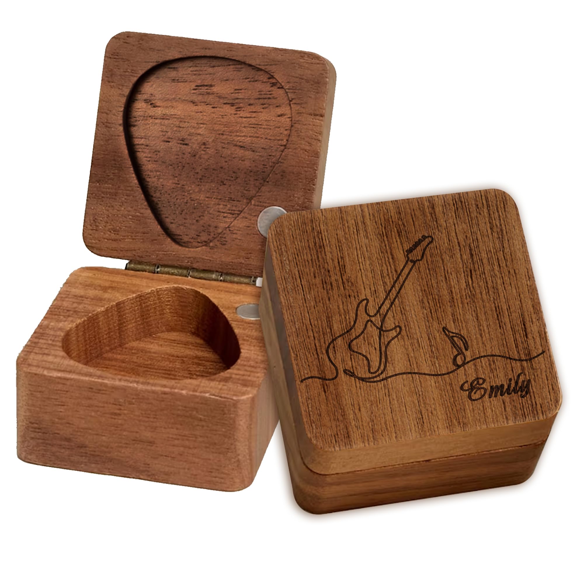 Personalized Guitar Pick Holder Personalized Gifts Engraved Wooden Guitar Picks Holder Custom Guitar Pick Case Box Gifts For Men