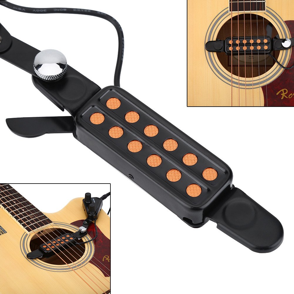 12 Sound Hole Guitar Pickup,Magnetic Pickup Transducer with Volume Tone Tuner Kit for Acoustic Guitar
