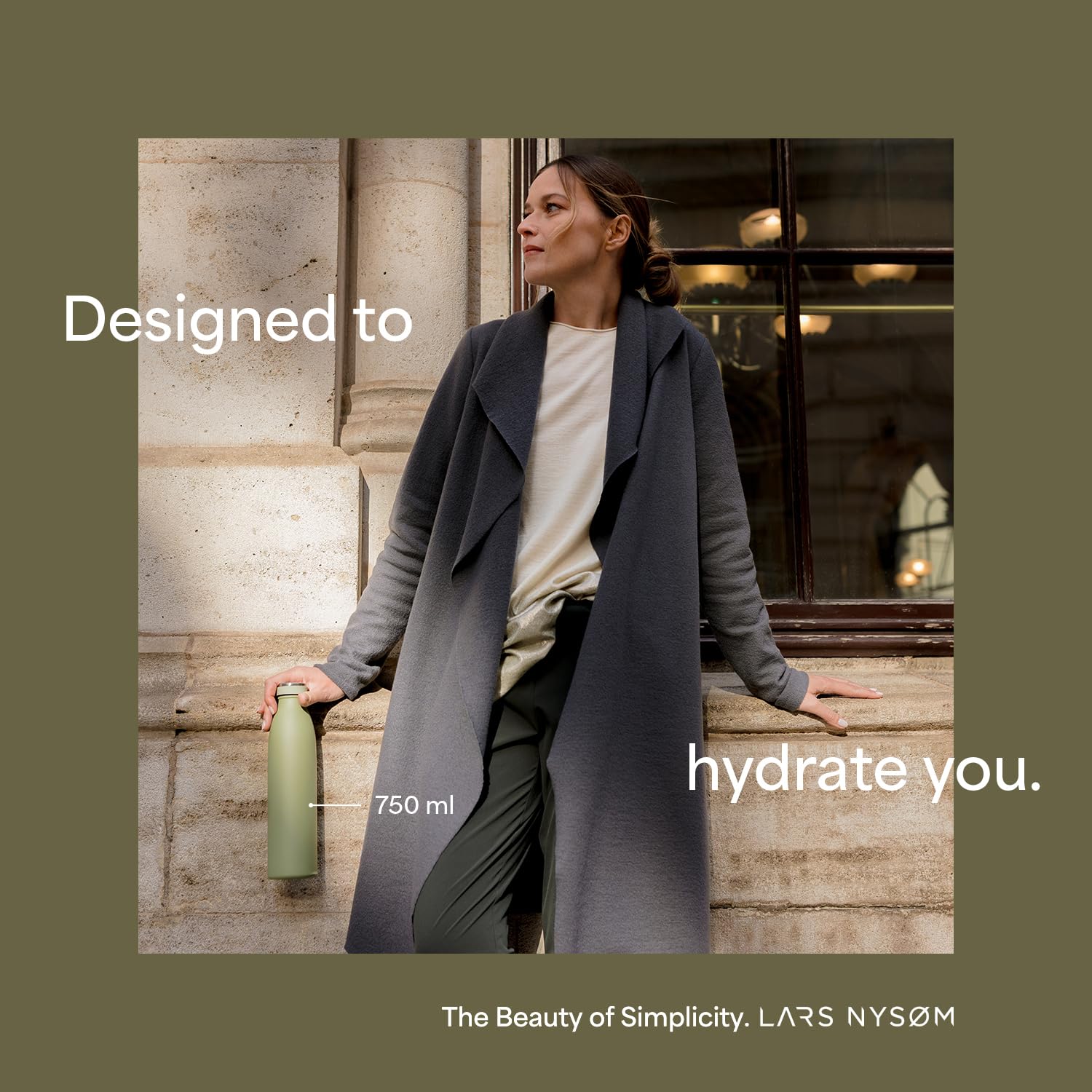 LARS NYSAM Stainless Steel Insulated Water Bottle 34oz  1000ml BPA-free Insulated Thermo Flask for Hot and cold Beverages  Leakp