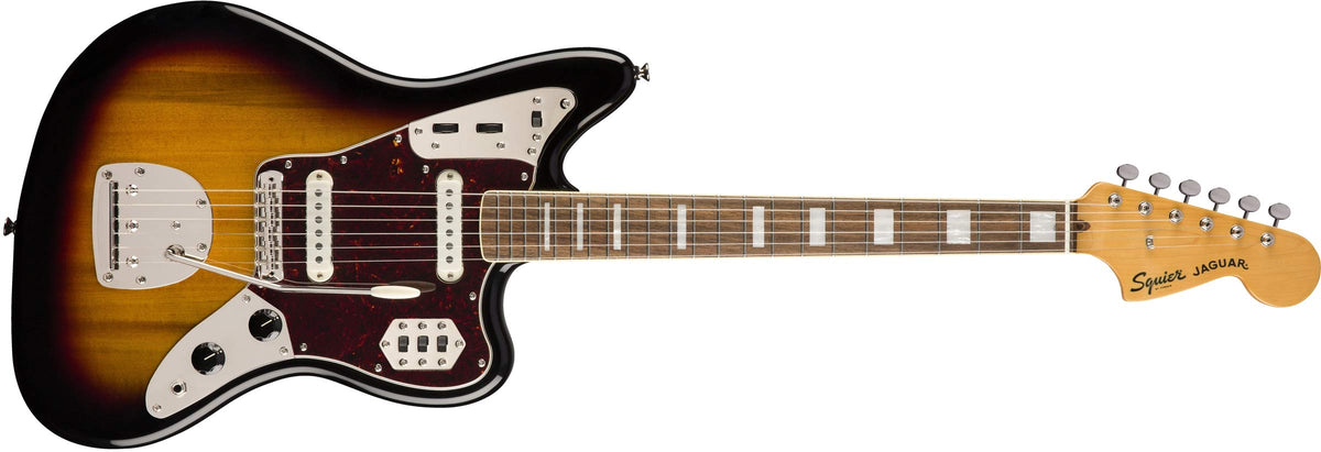 Squier Classic Vibe 70S Jaguar Electric Guitar, 3-Color Sunburst, Laurel Fingerboard
