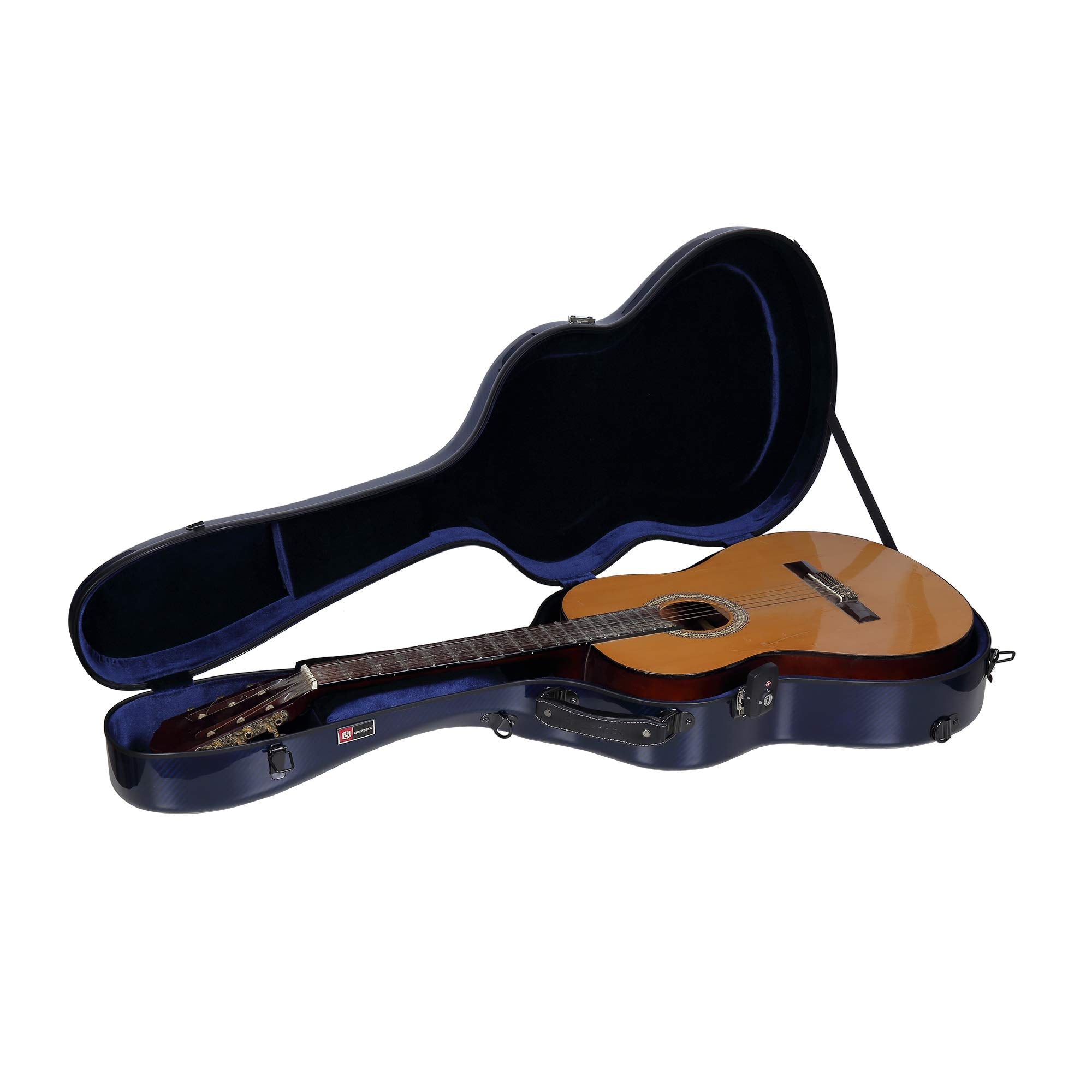 Crossrock Air 4/4 Classical Guitar Flight Case, 100% Carbon Fiber Hard Shell with Backpack and Protective Cover, Blue (CRF6020CB