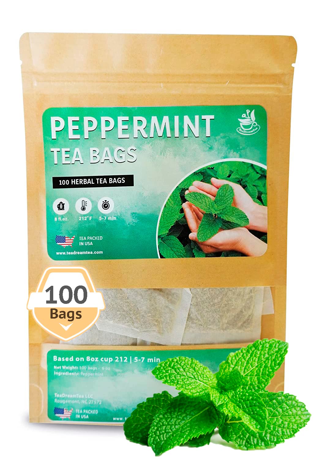 Teadreamtea Peppermint Tea Bag - Mint Tea - Herbal Tea - Mint Tea Bags - Healthy Tea  Aromatic  Caffeine Free Tea - Bulk Tea Bag