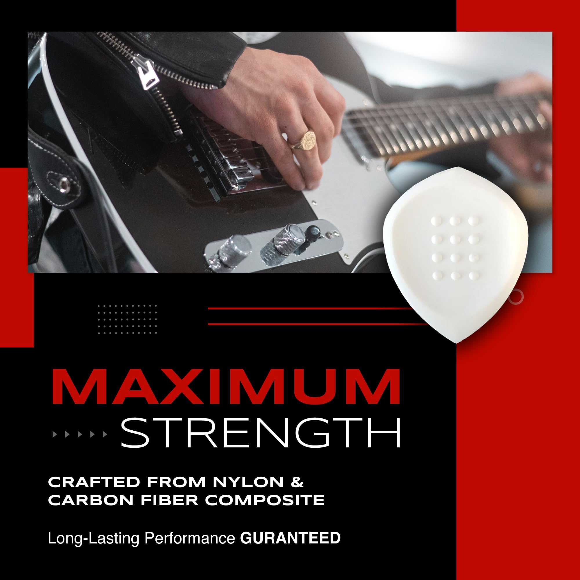 Acoustik Attak STEALTH Structured Guitar Pick - Small Beveled Guitar Picks, Unique Tone (10 Pack, White)