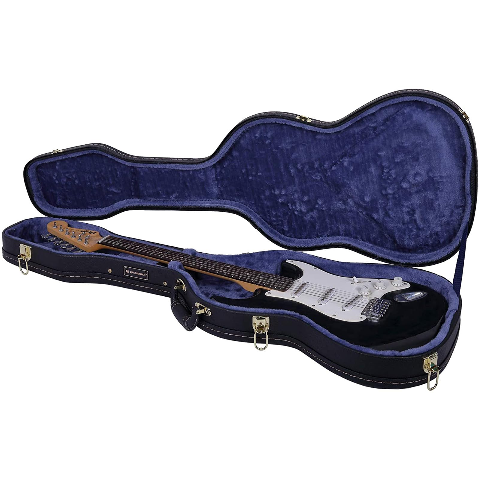 Crossrock Electric Guitar Case fits Telecaster and Stratocaster Style Guitars-Black(CRW620STBK)