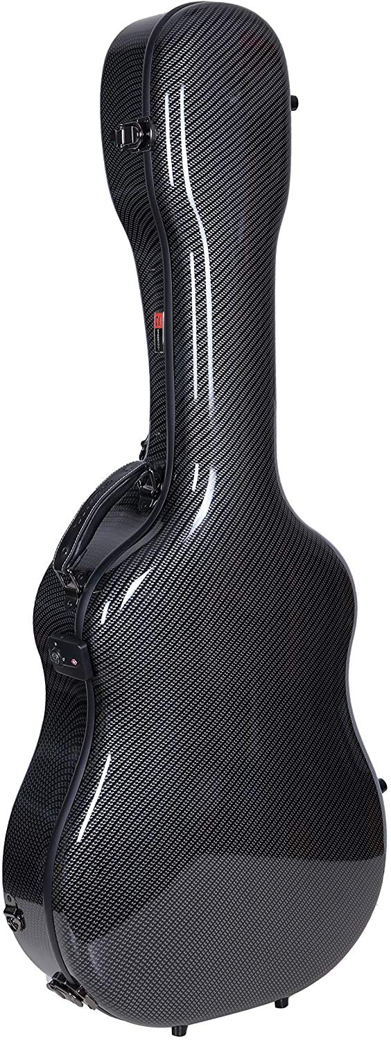 Crossrock Ultra-Light Fiberglass Case for Dreadnought Acoustic Guitars-TSA Lock(CRF5021DBK)