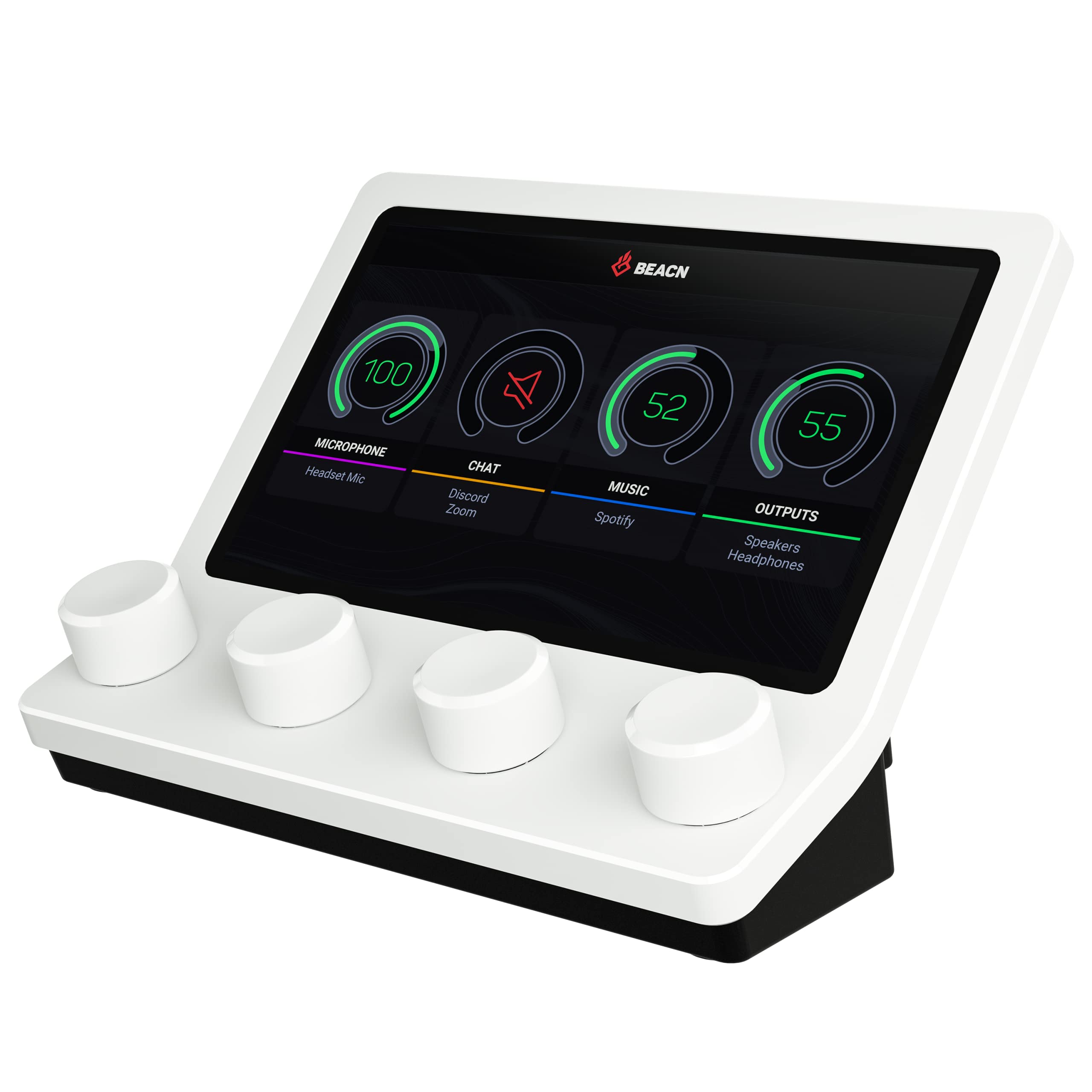 BEACN Mix USB C Audio Controller | Windows Audio Mixer for PC Gaming or Work | 4-Channel Audio Control with 5 Full-Color Display
