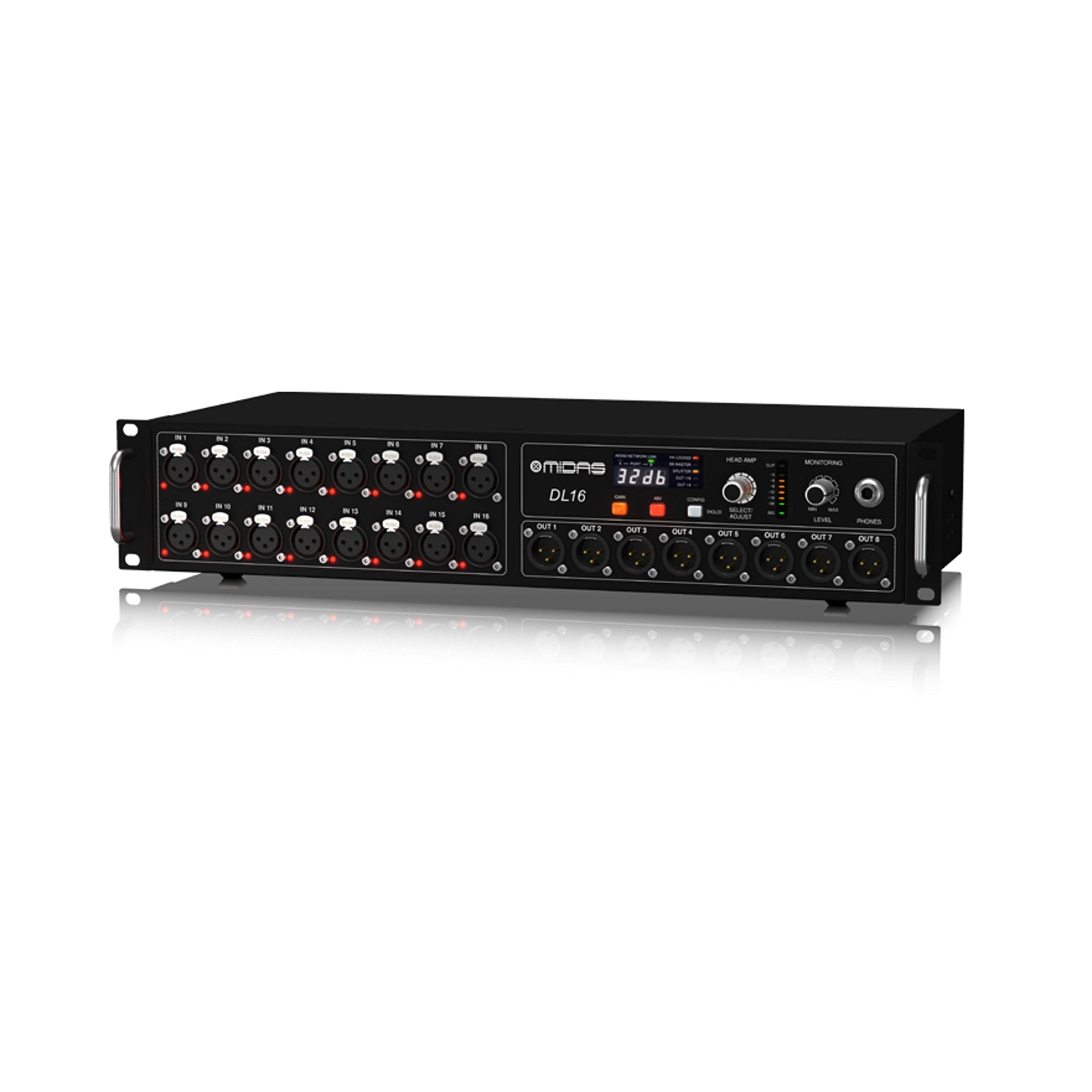 Midas DL16 16 Input, 8 Output Stage Box with 16 Midas Microphone Preamplifiers, ULTRANET and ADAT Interfaces