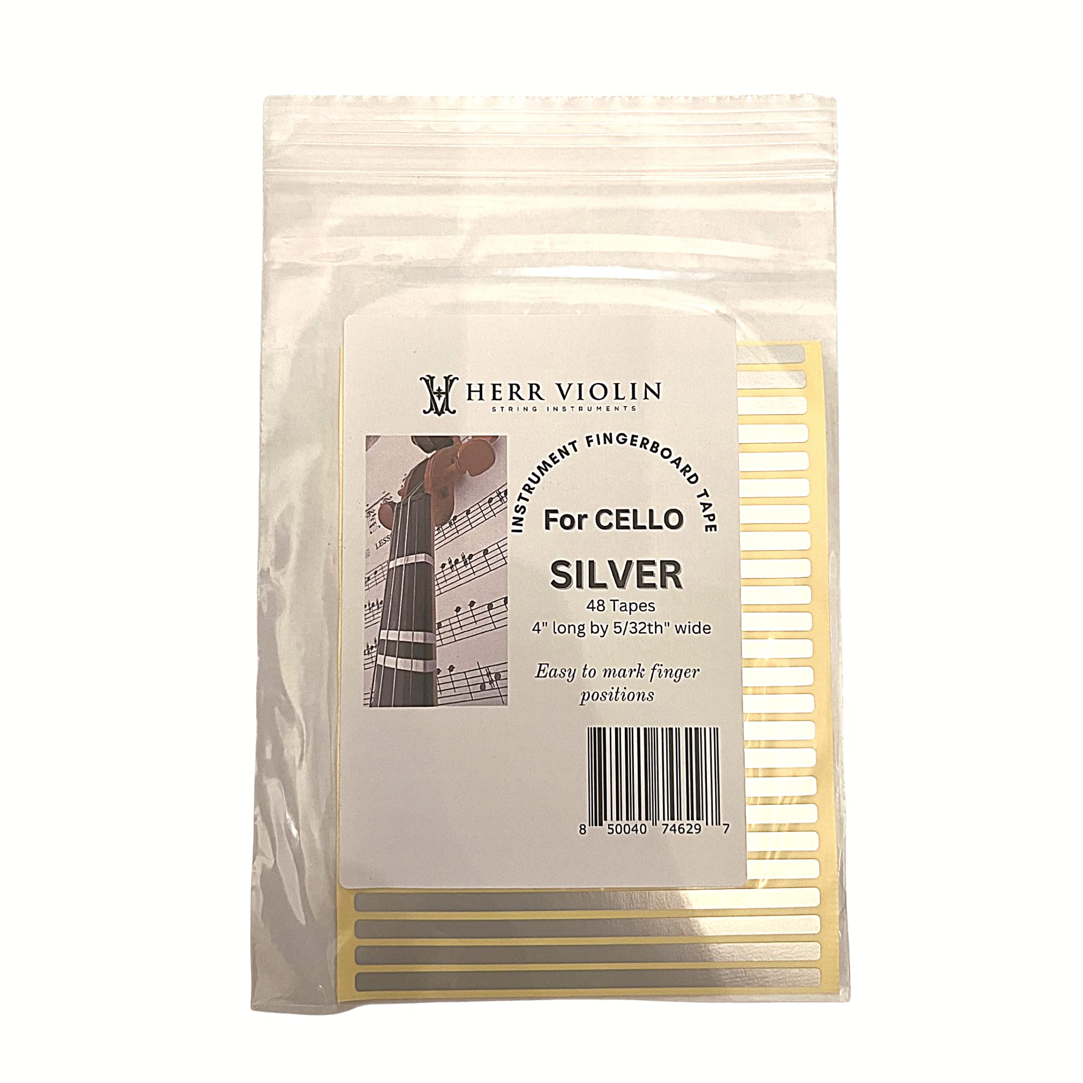 HERR Violin, Instrument Fingerboard Tape for Cello, String Instrument fingerboard Tapes, Note Positioning tape, Silver