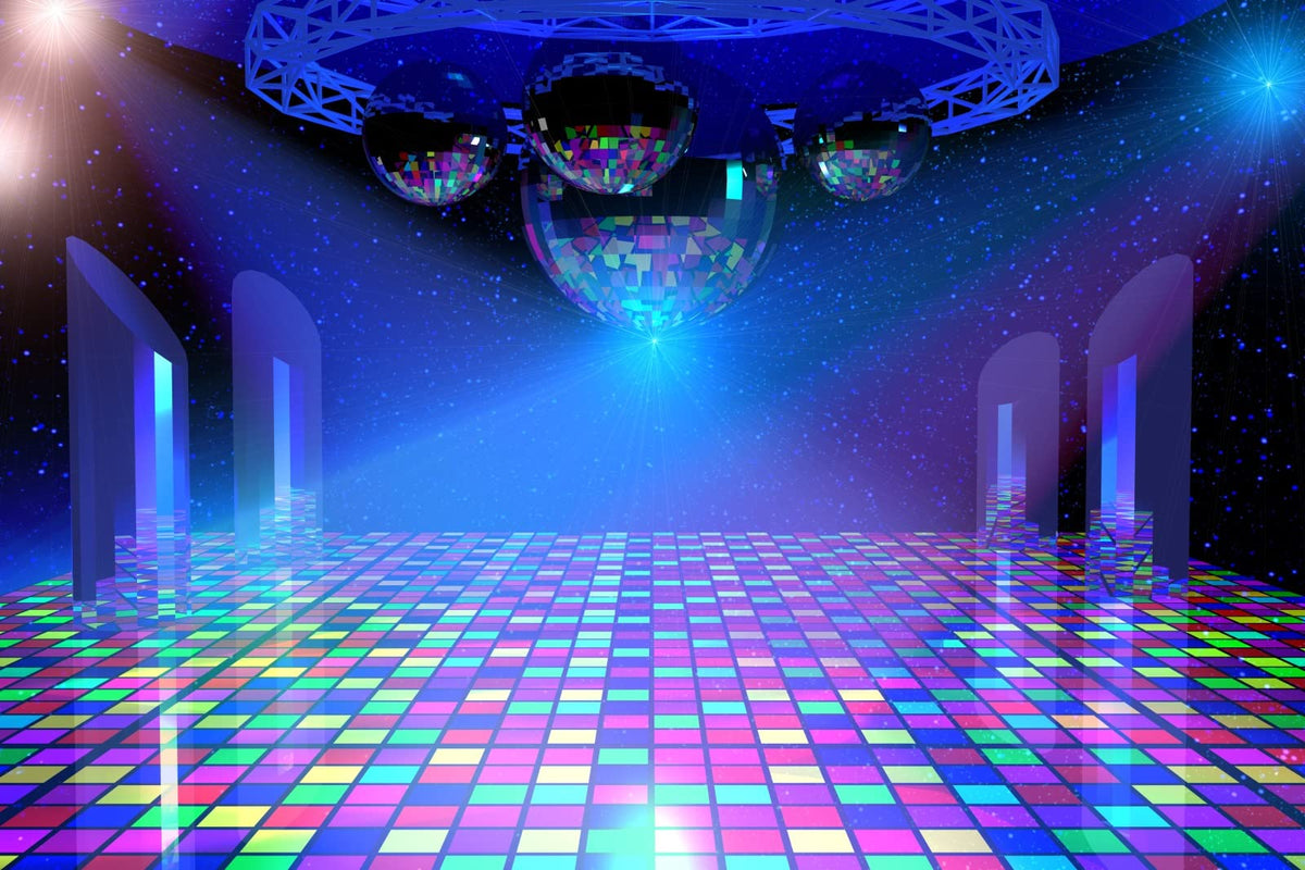 Beleco Disco Party Backdrop 10X6.5Ft Fabric Vintage 70S 80S 90S Disco Ball Stage Backdrop Night Club Neon Music Birthday Backdro