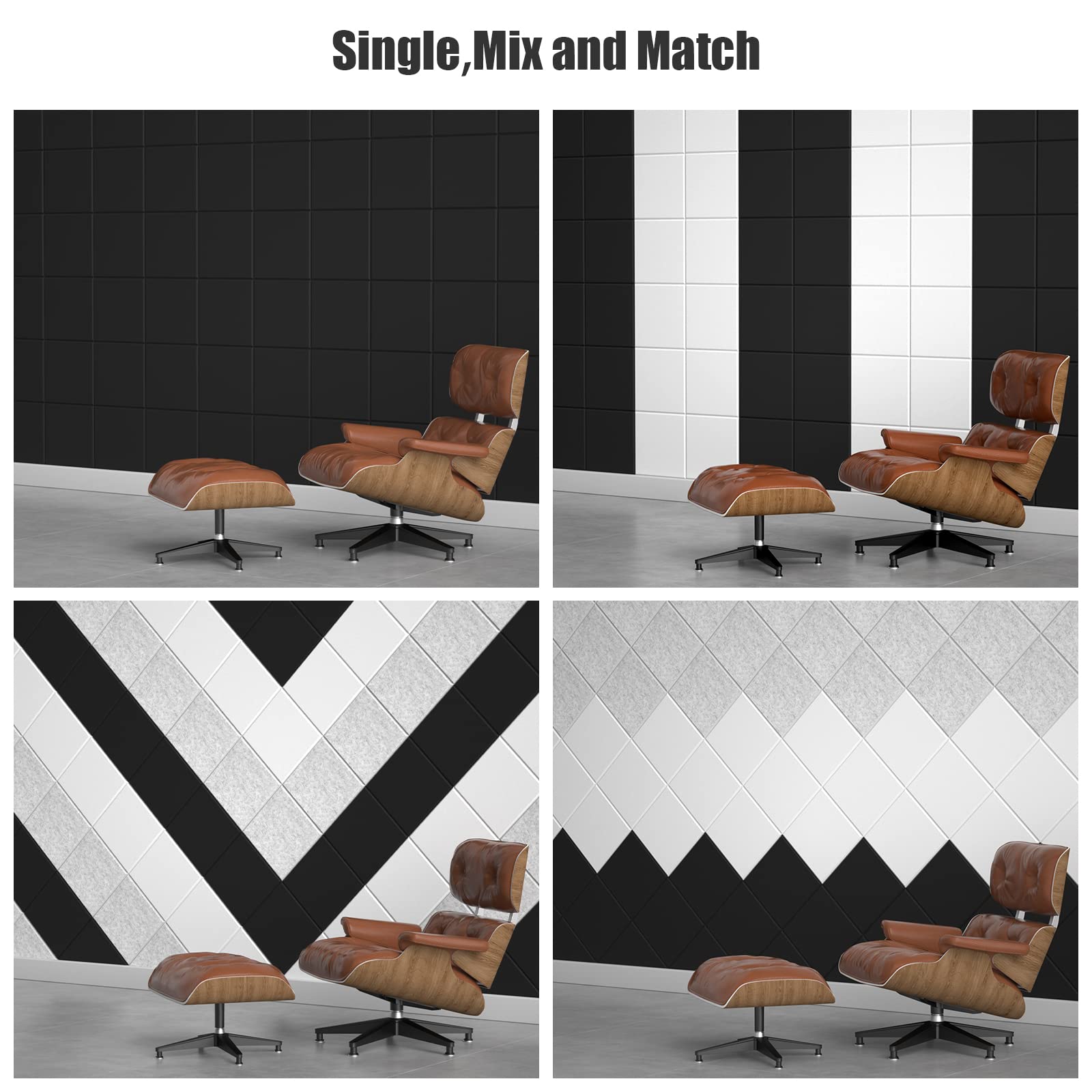 Sonicism 12 Pack Acoustic Wall Panels with Self-Adhesive,12'' X 12'' X 0.4'' Sound Proof Foam Panels, Decorative Soundproof Wall