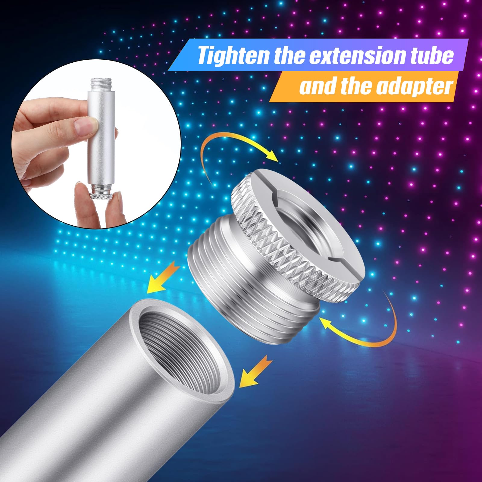 Weewooday Mic Stand Extension Tube 4 Pieces 5/8 Inch Microphone Extension Pipe Aluminium Alloy Stand Extenders Screw Boom Tubes