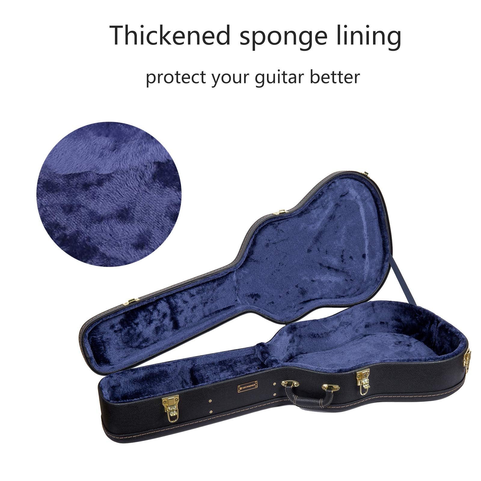 Crossrock Case - Hard-Shell Wooden Guitar Case - Fits 12-String Acoustic Dreadnought Classical Nylon String Acoustic Guitars - S