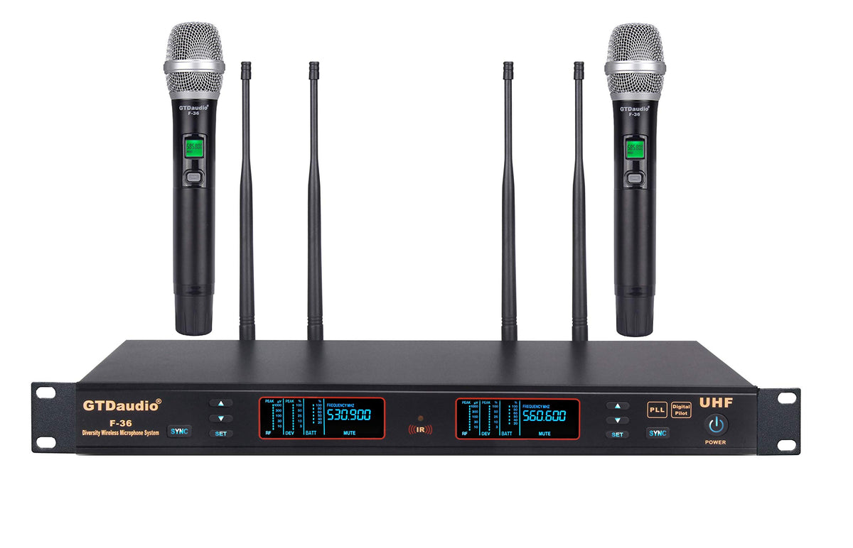 Gtd Audio 2X100 Channel Uhf Diversity Wireless Hand-Held Microphone Karaoke Mic System F-36 (2 Hand Held Mics)