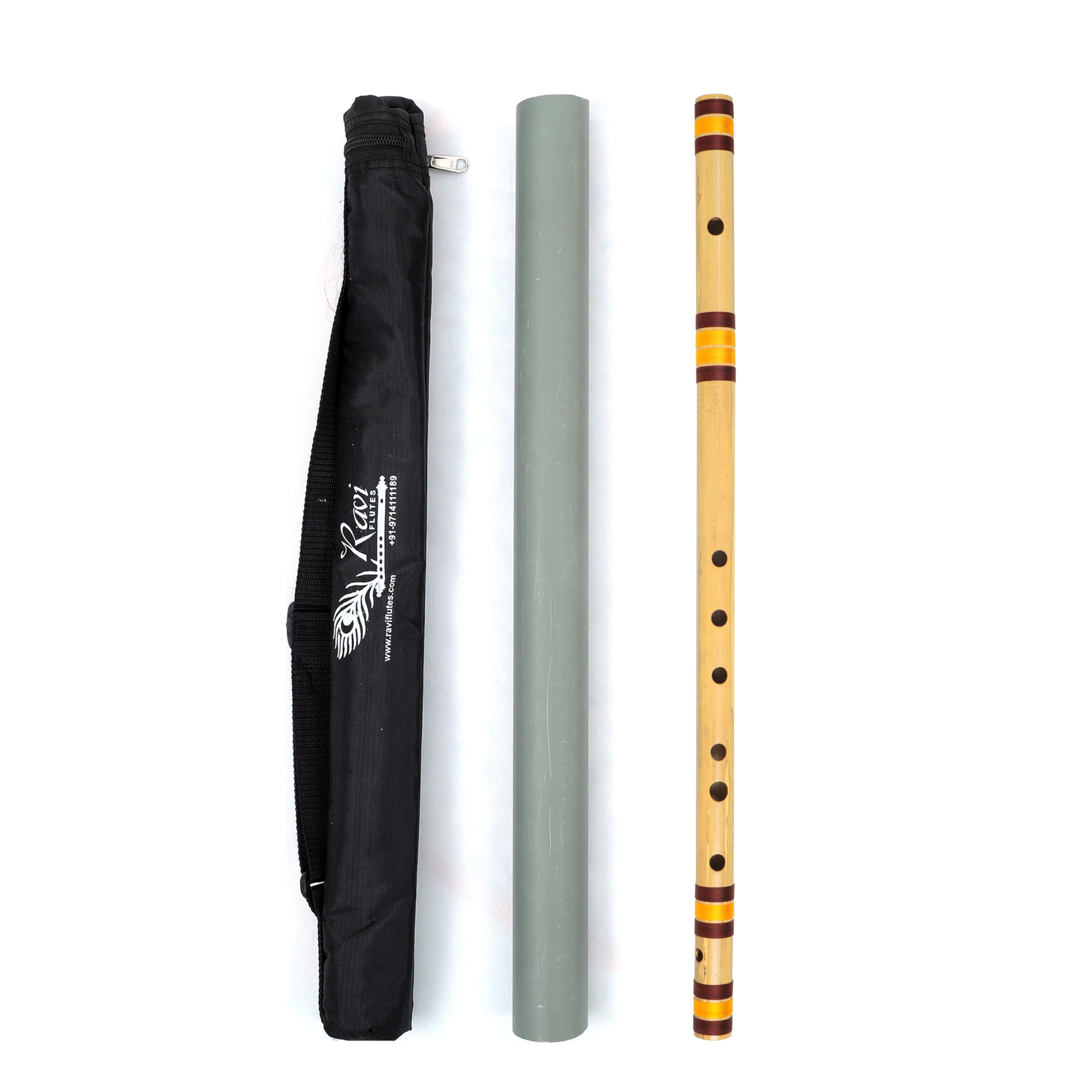 Ravi Flutes G Base Bamboo Flute 25.5 Inches | Professional Bansuri | Natural Bamboo Flute | Deep Bass Rich Sound | Tuned Indian 