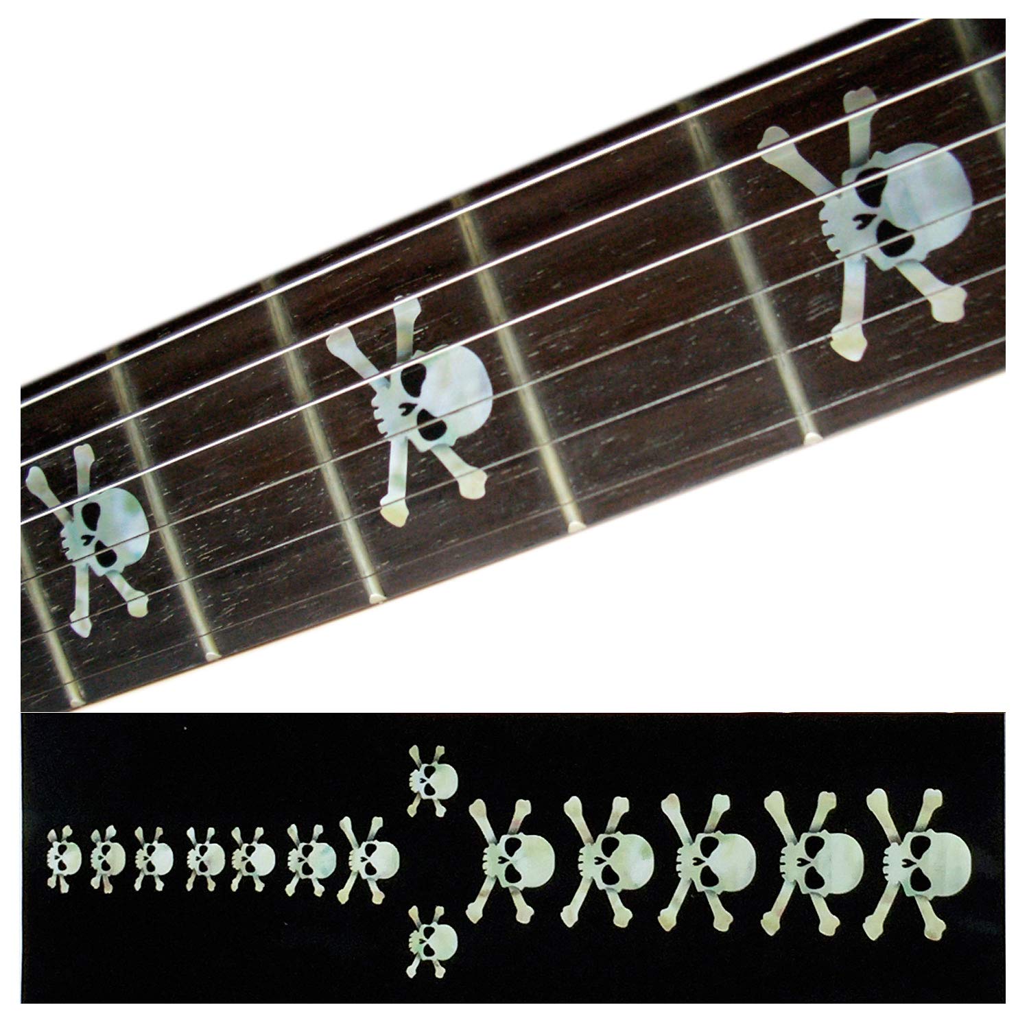 Inlay Sticker Fretboard Position Marker For Guitars And Bass Skulls White Pearl