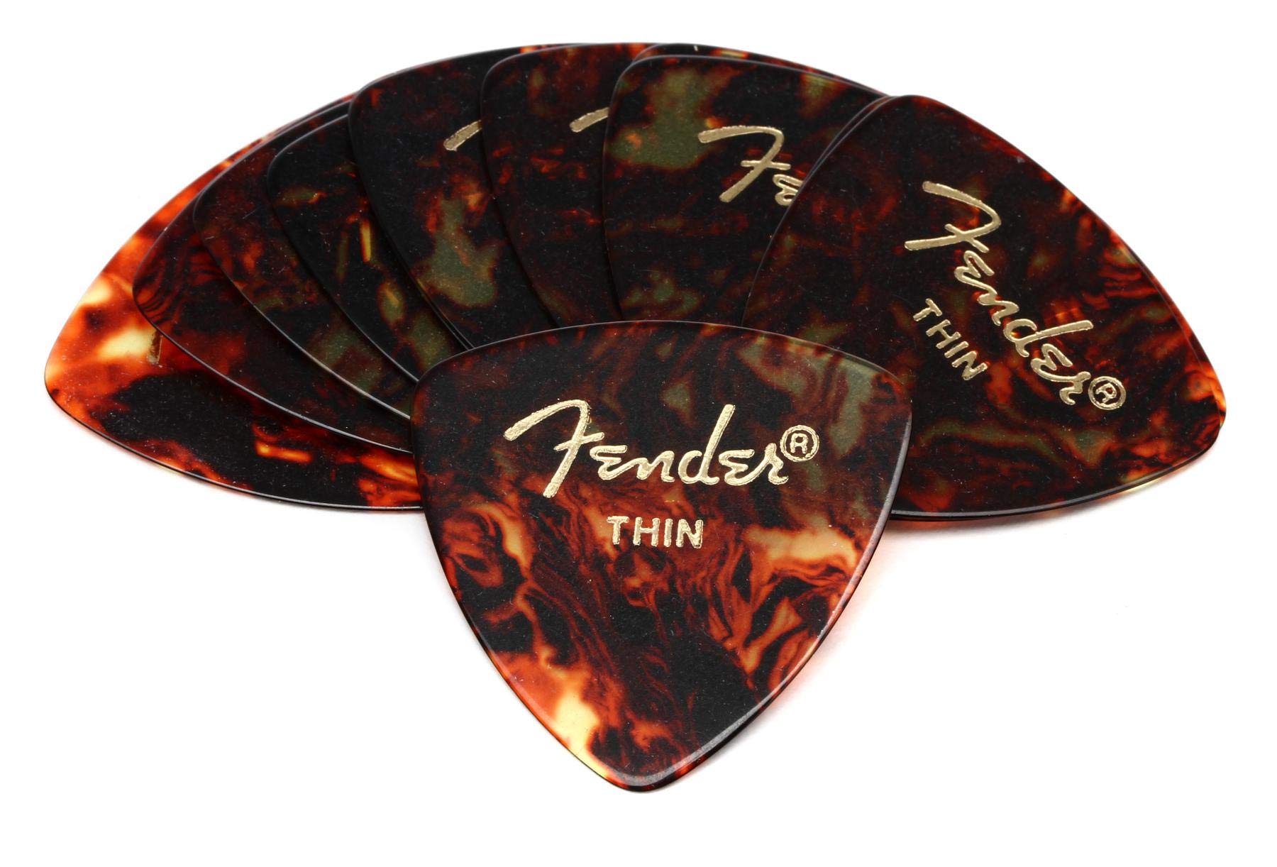 Fender Classic Celluloid Guitar Picks 346 Shape, Tortoise Shell, Thin, 12-Pack
