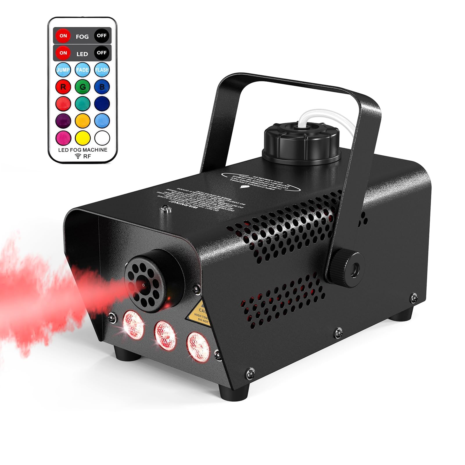 eletecpro Fog Machine with 126 LED Lights 12 Colors Effects, 2500 CFM and 500W Portable Smoke Machine with Remote Control, Ideal