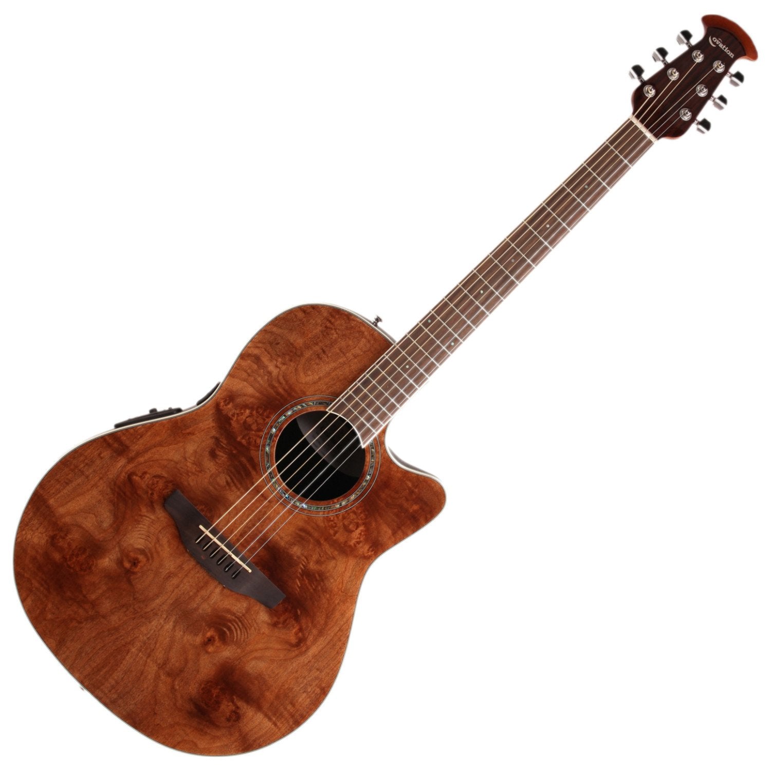 Ovation Celebrity Standard Exotic Mid-Depth Acoustic-Electric Guitar, Nutmeg Burled Maple (CS24P-NBM)