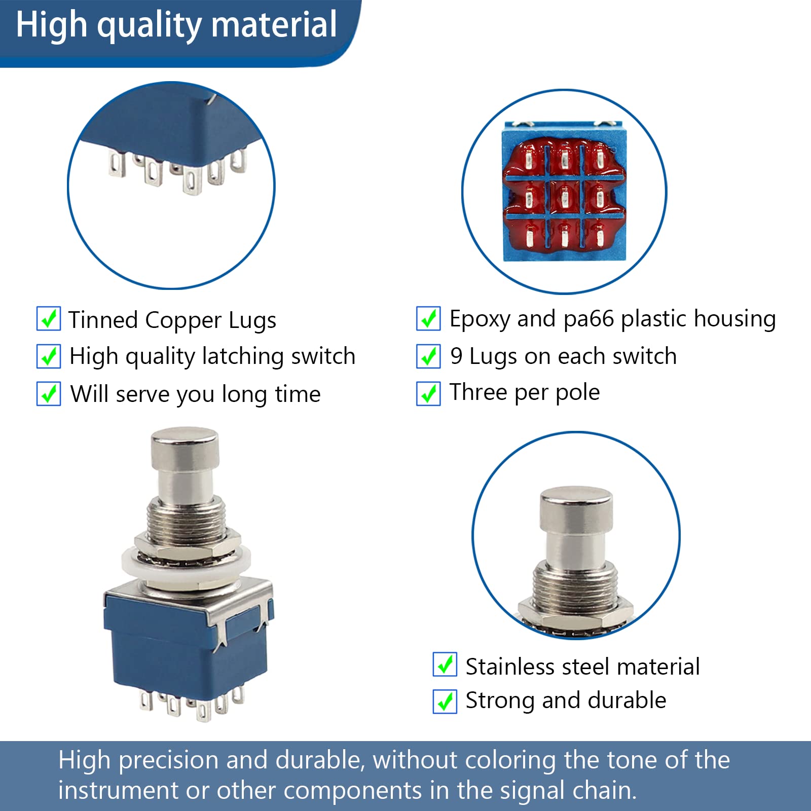 3pdt switch 3pdt stomp switch 3pdt foot switch Guitar Effect Pedal Foot Switch 3Pack