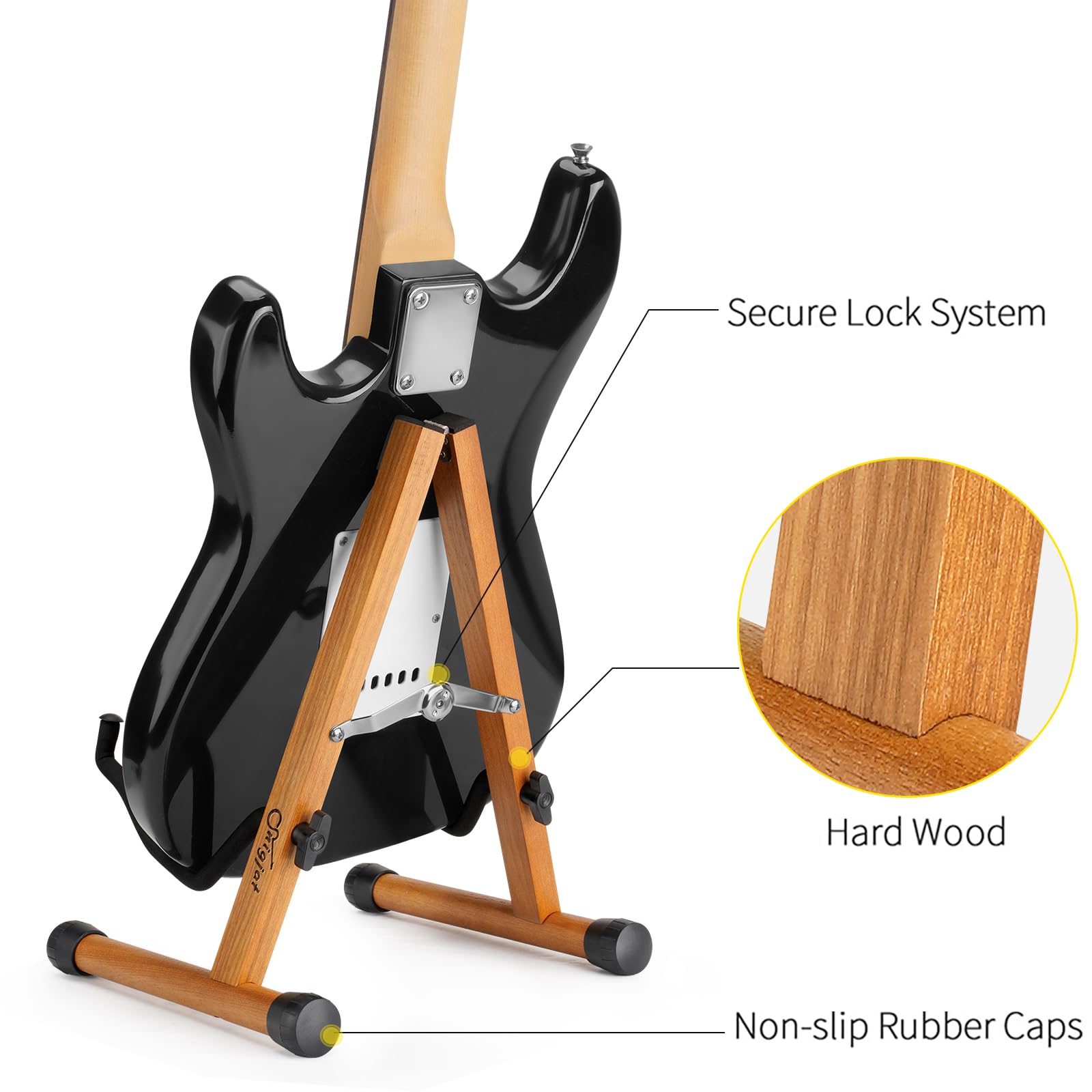 SNIGJAT Wood Guitar Stand, Acoustic Guitar Stand, A-Frame Folding Electric Guitar Display Stand with Padded Foam, Bass Wooden Gu